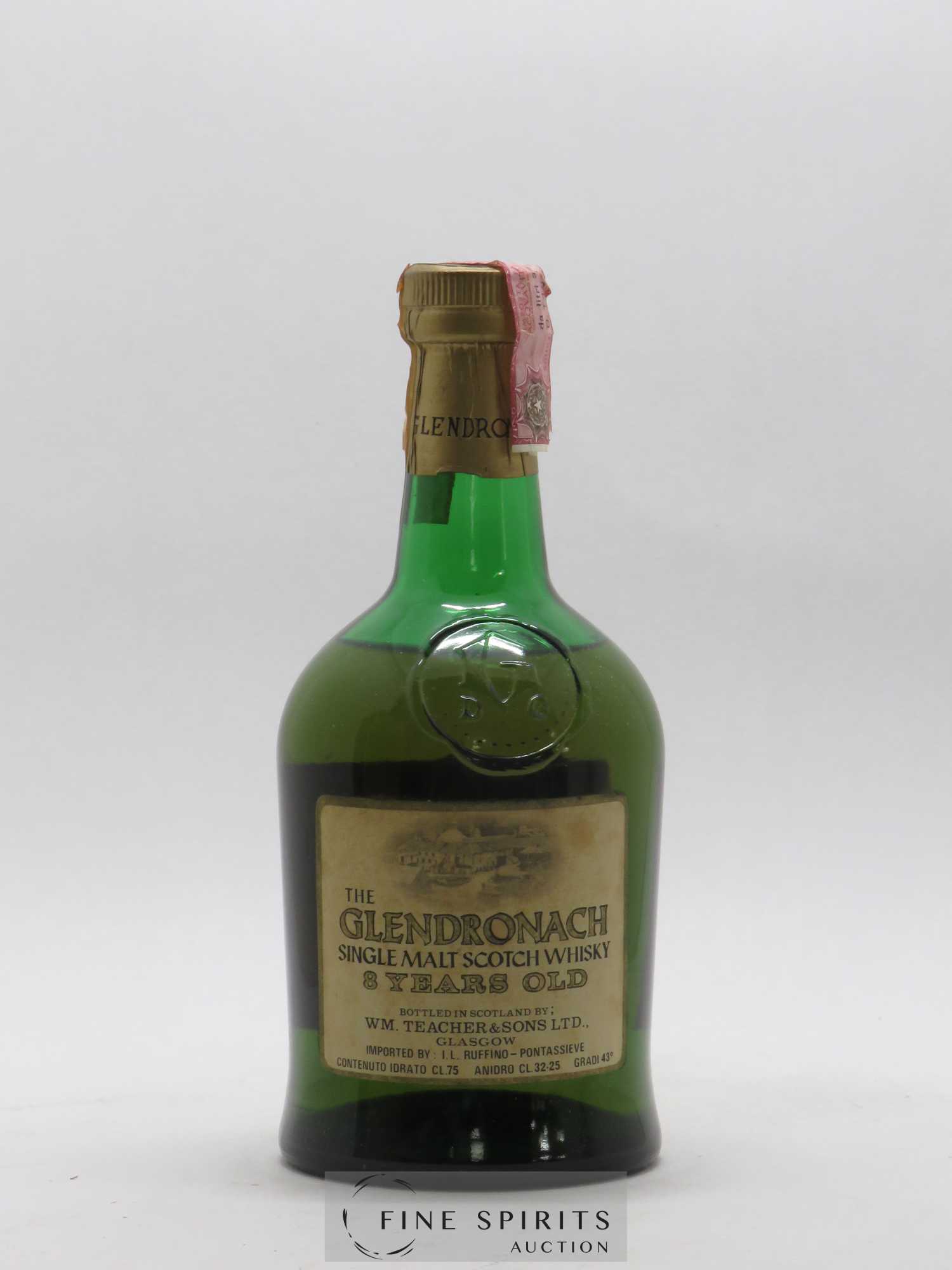 Glendronach 8 years W.M. Teacher Sons Anidro CL.32.25 Ruffino Import - Lot of 1 bottle - 1