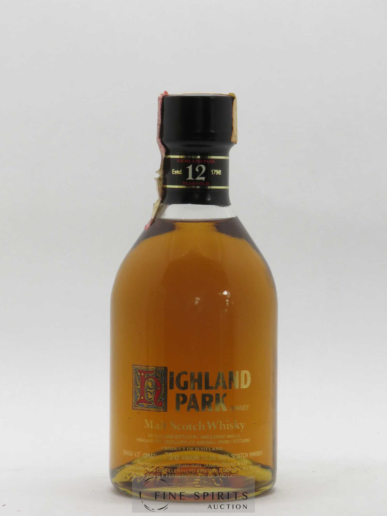 Highland Park 12 years Of. G.F. Ferraretto Import - Lotto di 1 bottiglia - 1