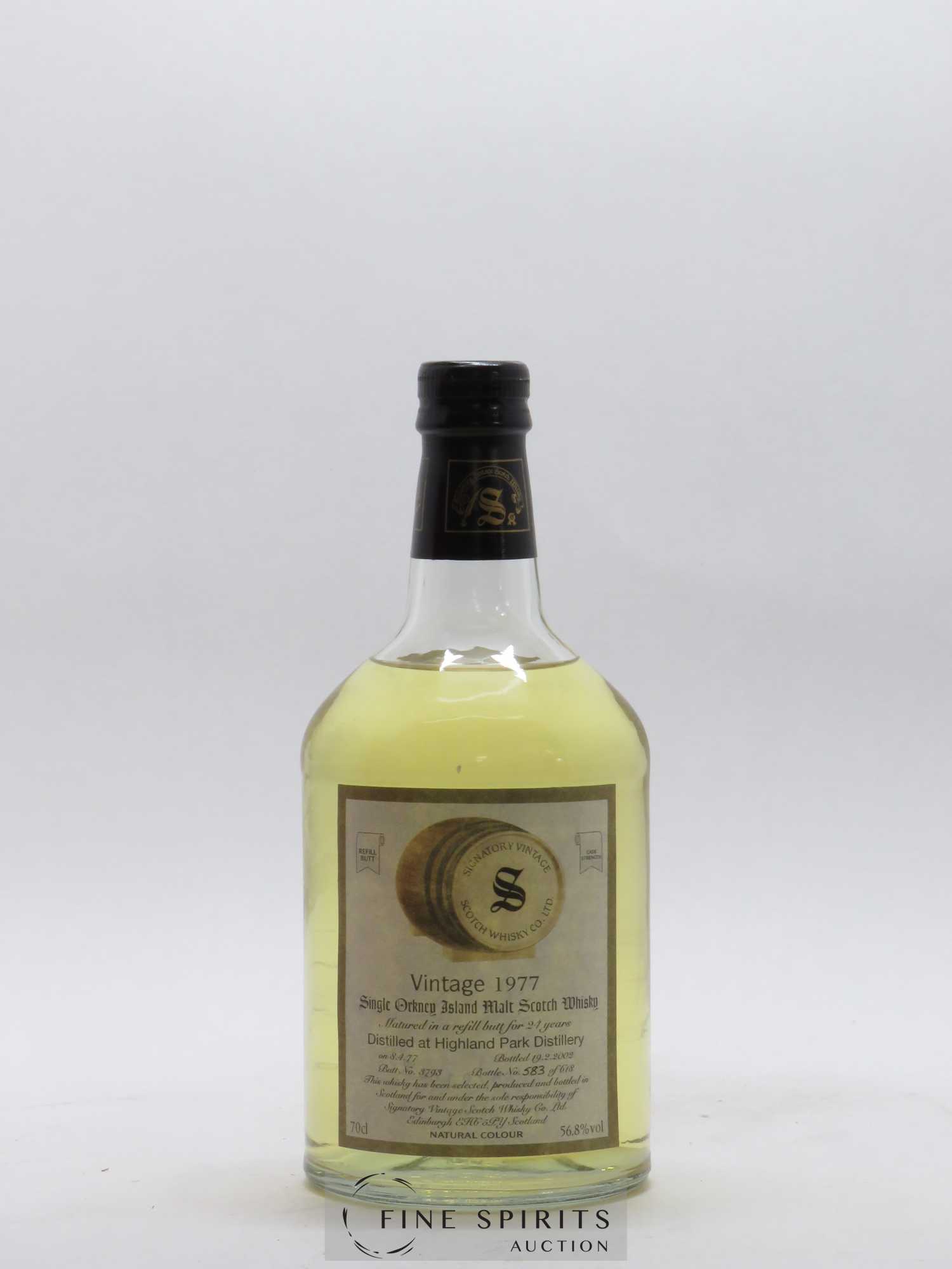 Highland Park 24 years 1977 Signatory Vintage Refill Butt n°3793 - One of 618 bottles - bottled 2002 Cask Strength - Lot de 1 bouteille - 1