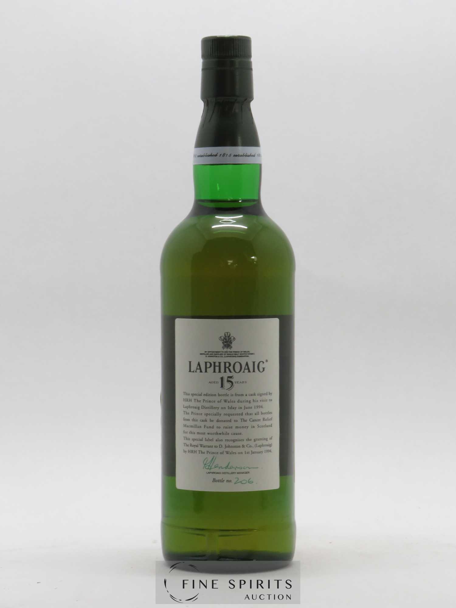 Laphroaig 15 years Of. Cancer Relief Macmillan Fund Special Edition N°206 - Posten von 1 Flasche - 2