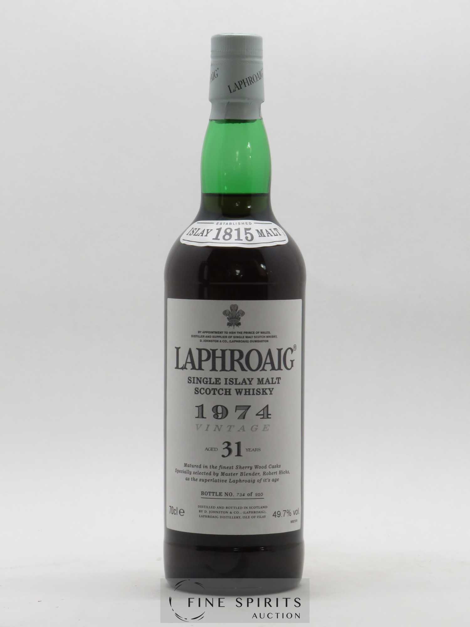 Laphroaig 31 years 1974 Of. Sherry Wood Cask - One of 910 bottles N°734 - Lot of 1 bottle - 1