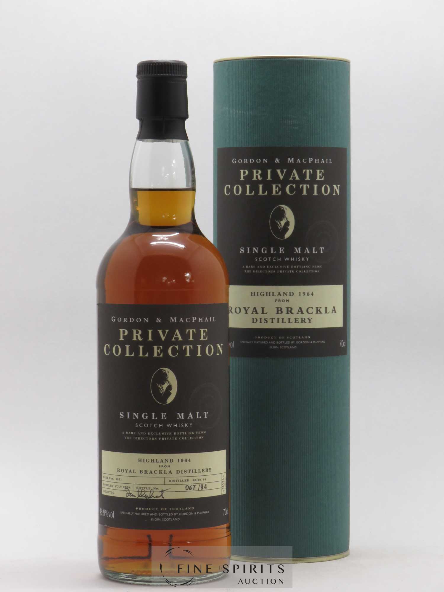 Royal Brackla 1964 Gordon & MacPhail Cask n°2031 - One of 94 bottles - bottled 2004 Private Collection N°067 - Lot de 1 bouteille - 0