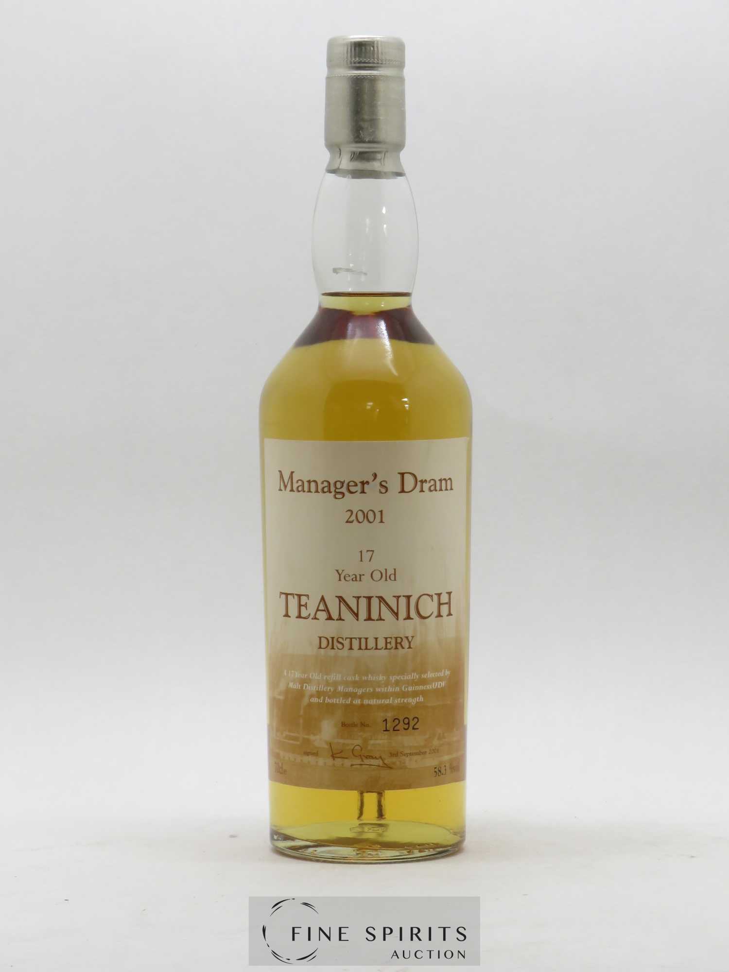 Teaninich 17 years 2001 Of. Manager's Dram N°1292 - Posten von 1 Flasche - 0