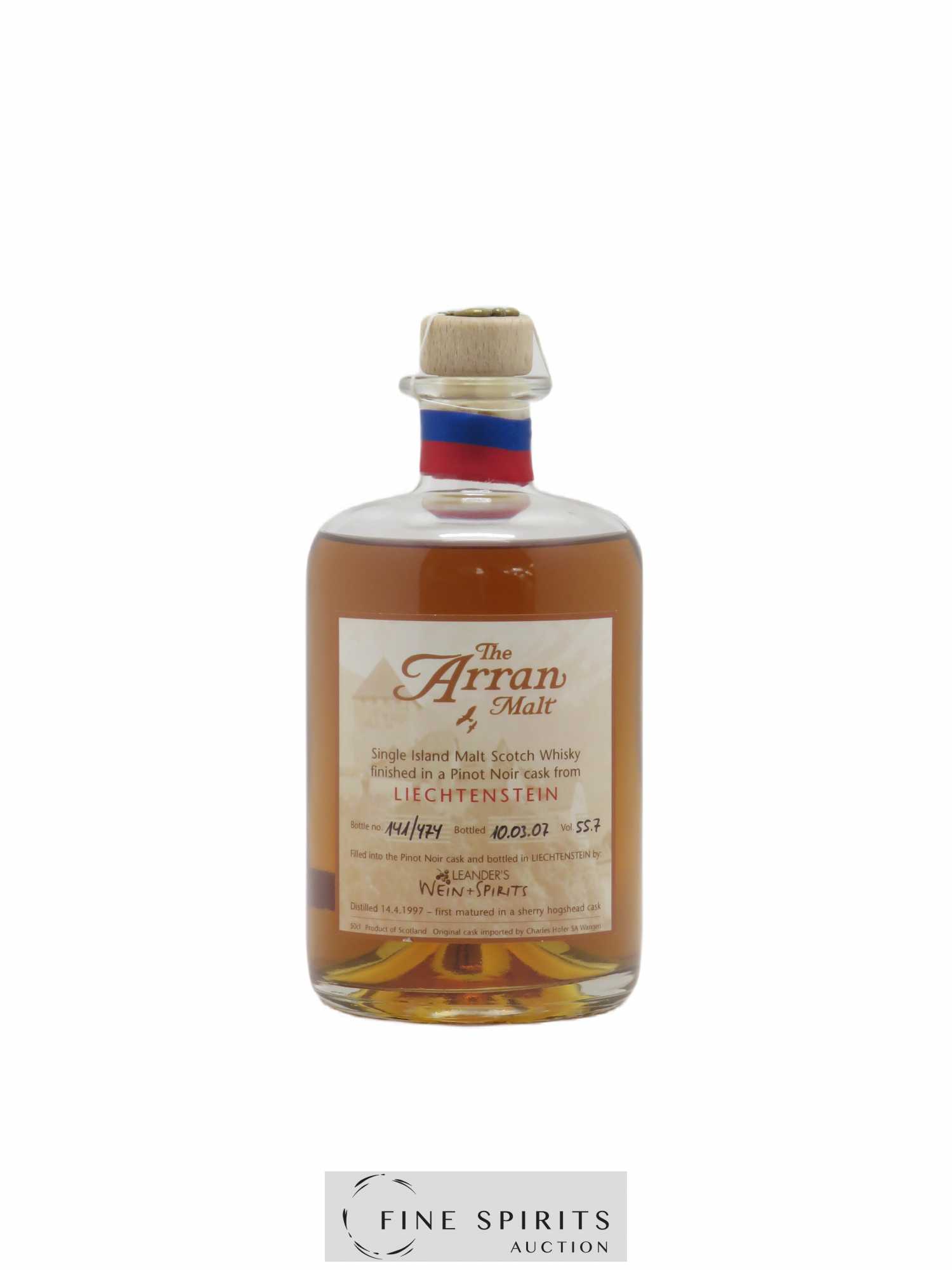 Arran 1997 Leander's Wein Spirits Pinot noir cask finish - One of 474 - bottled 2007 - Lot of 1 bottle - 0