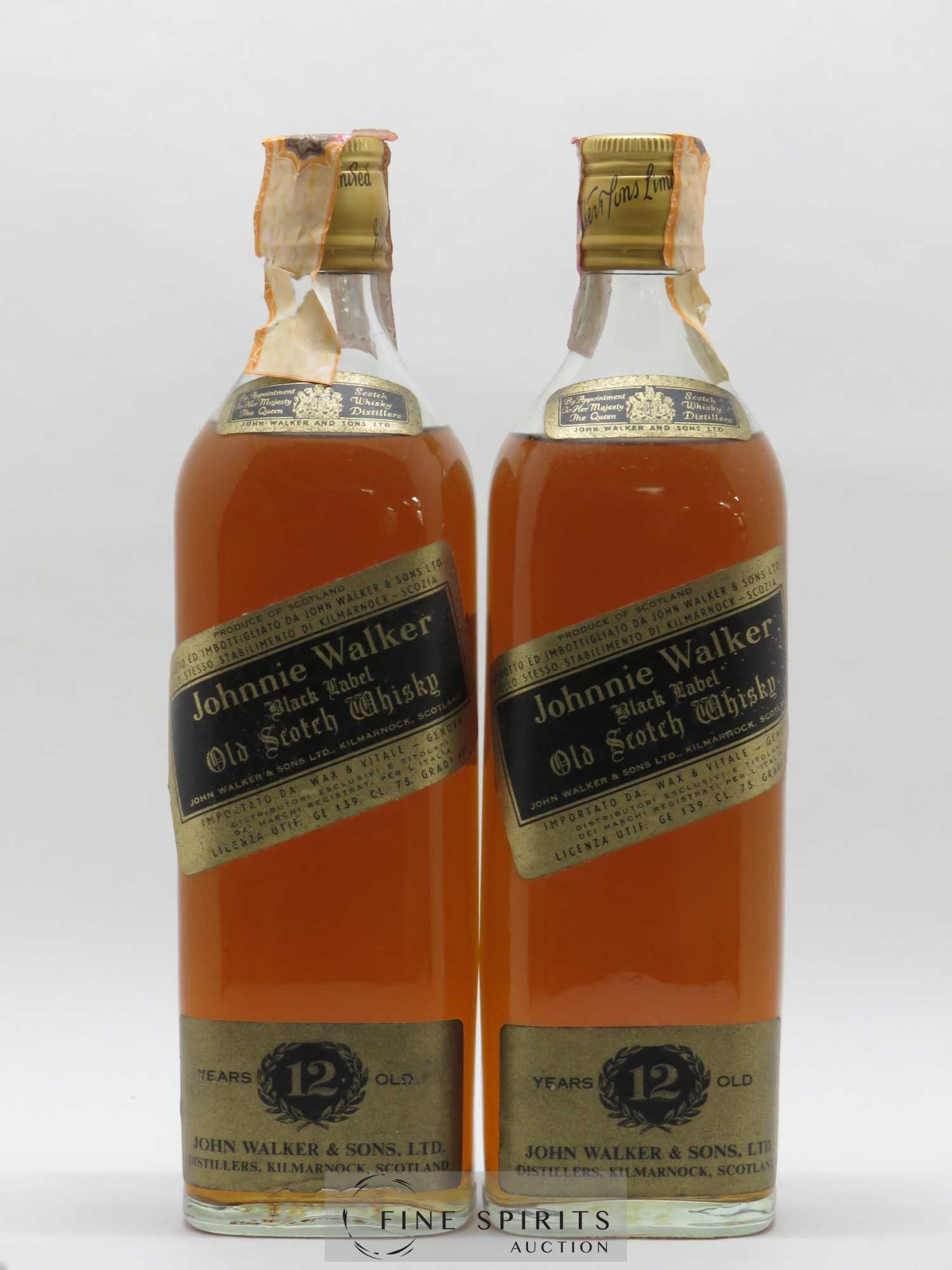 Johnnie Walker Black 12years Of. - Lot of 8 bottles - 5