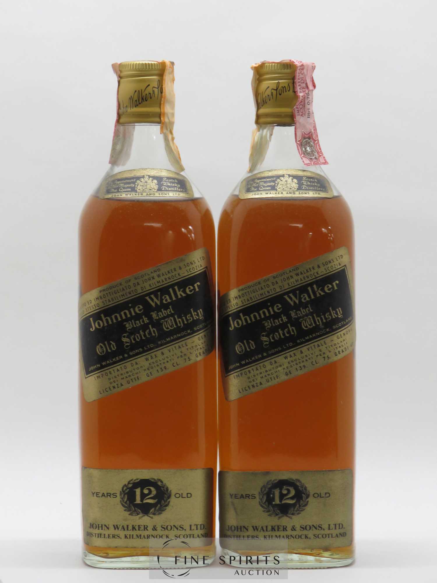 Johnnie Walker Black 12years Of. - Lot of 8 bottles - 7