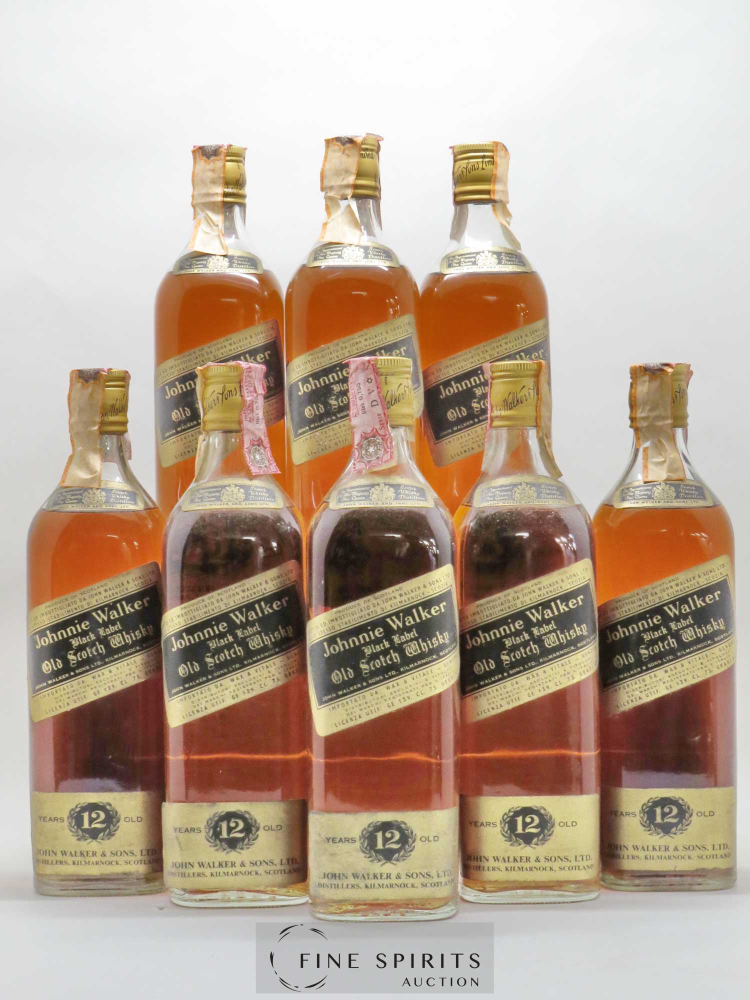 Johnnie Walker Black 12years Of. - Lot of 8 bottles - 0