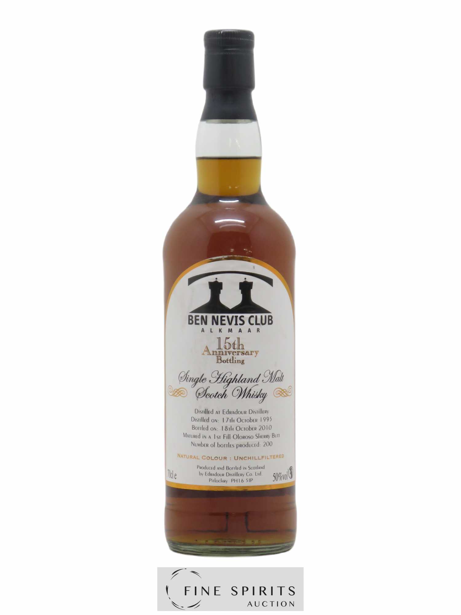 Edradour 1995 Of. 1st Fill Oloroso Sherry Butt - One of 200 - bottled 2010 Ben Nevis Club Alkmaar 15th Anniversary - Lot de 1 bouteille - 0