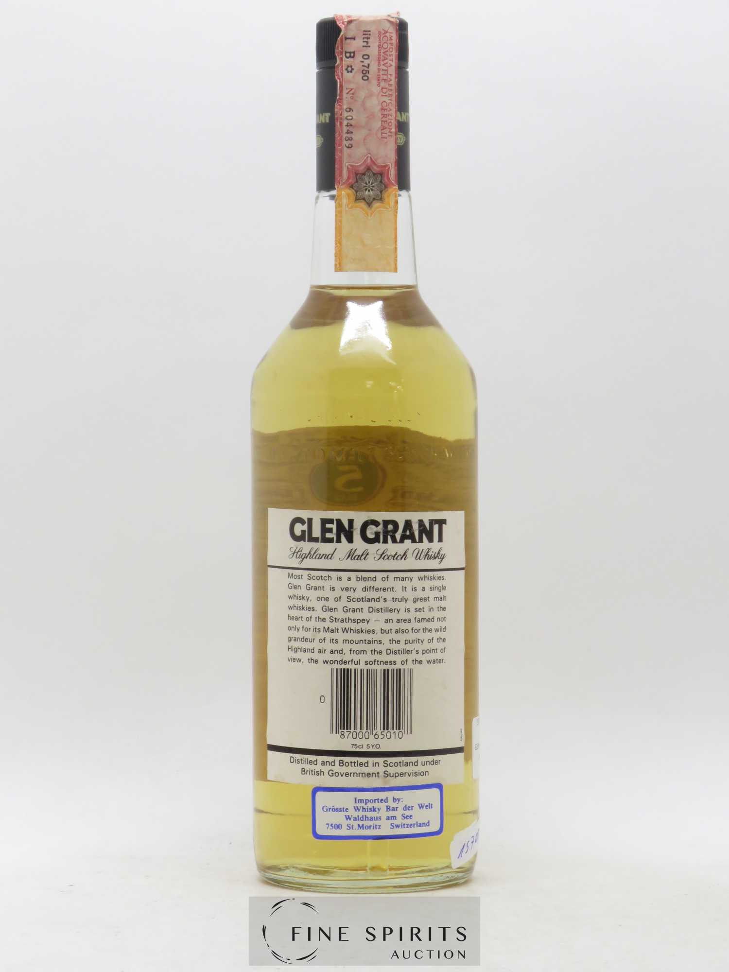 Glen Grant 5 years 1980 Of. Seagram Import - Lot de 1 bouteille - 1