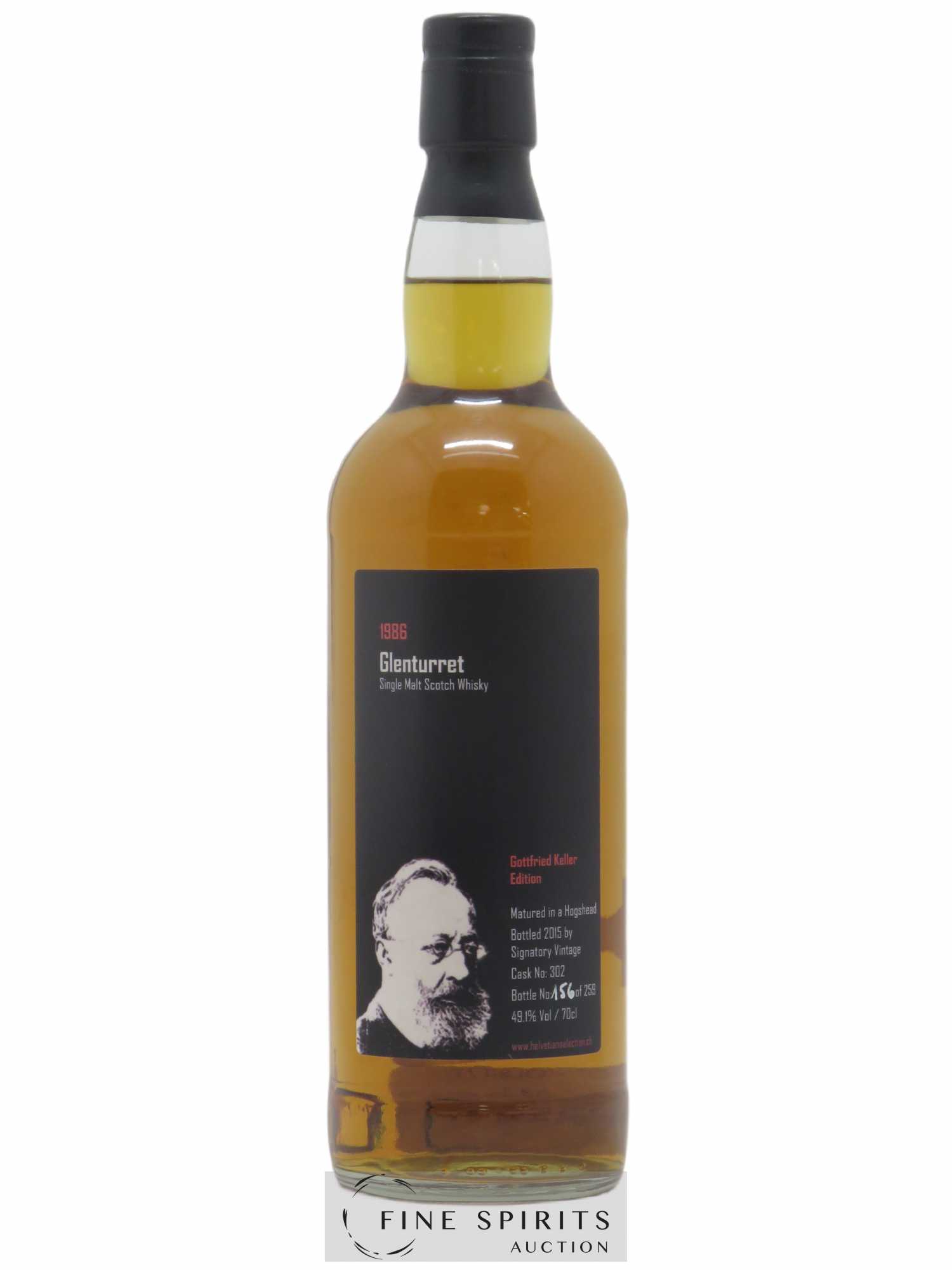 Glenturret 1986 Signatory Vintage Gottfried Keller Edition Hogshead n°302 - One of 259 - bottled 2015 - Lot de 1 bouteille - 0