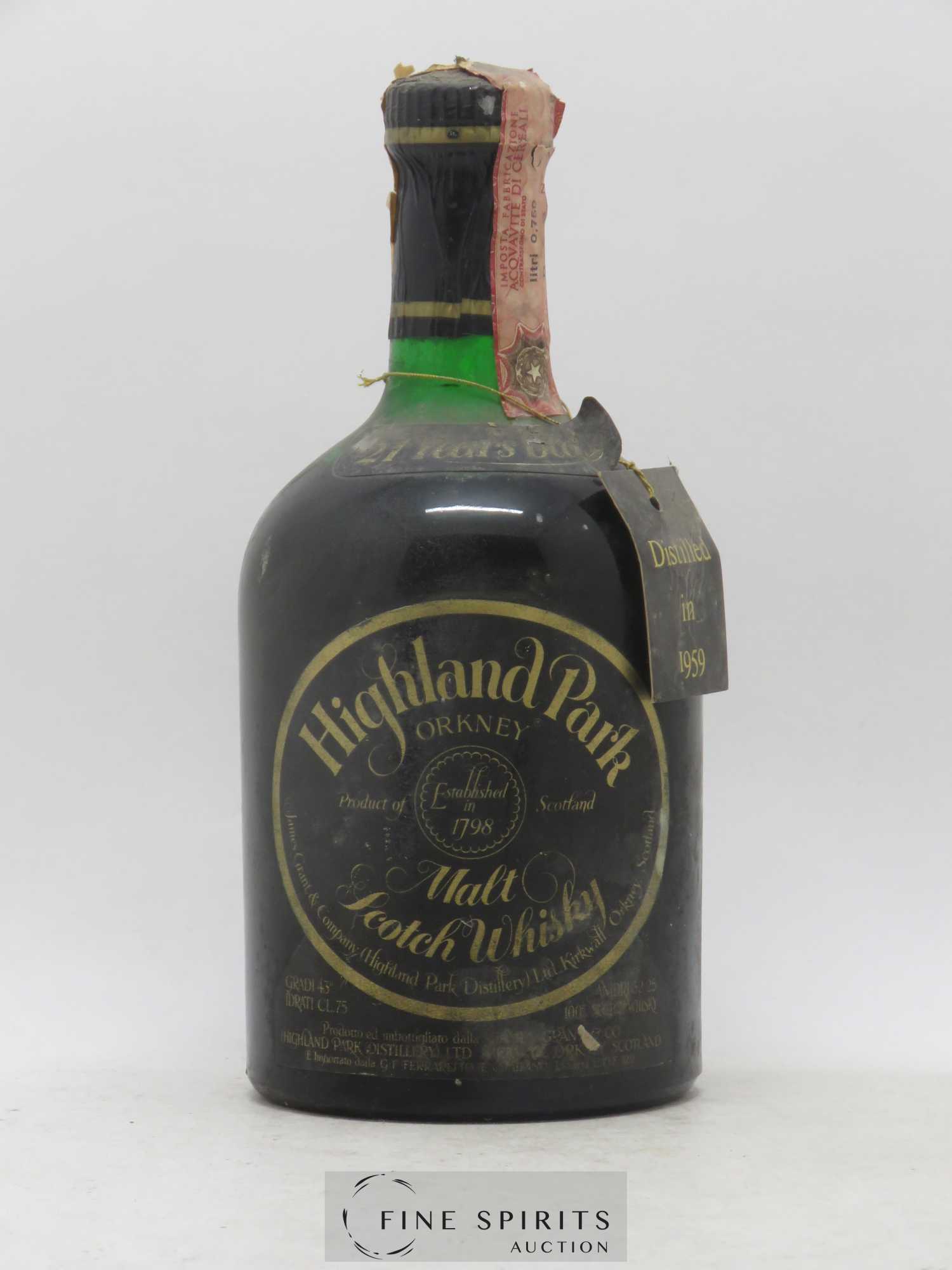 Highland Park 21 years 1959 Of. Ferraretto Import Dumpy - Lot de 1 bouteille - 1