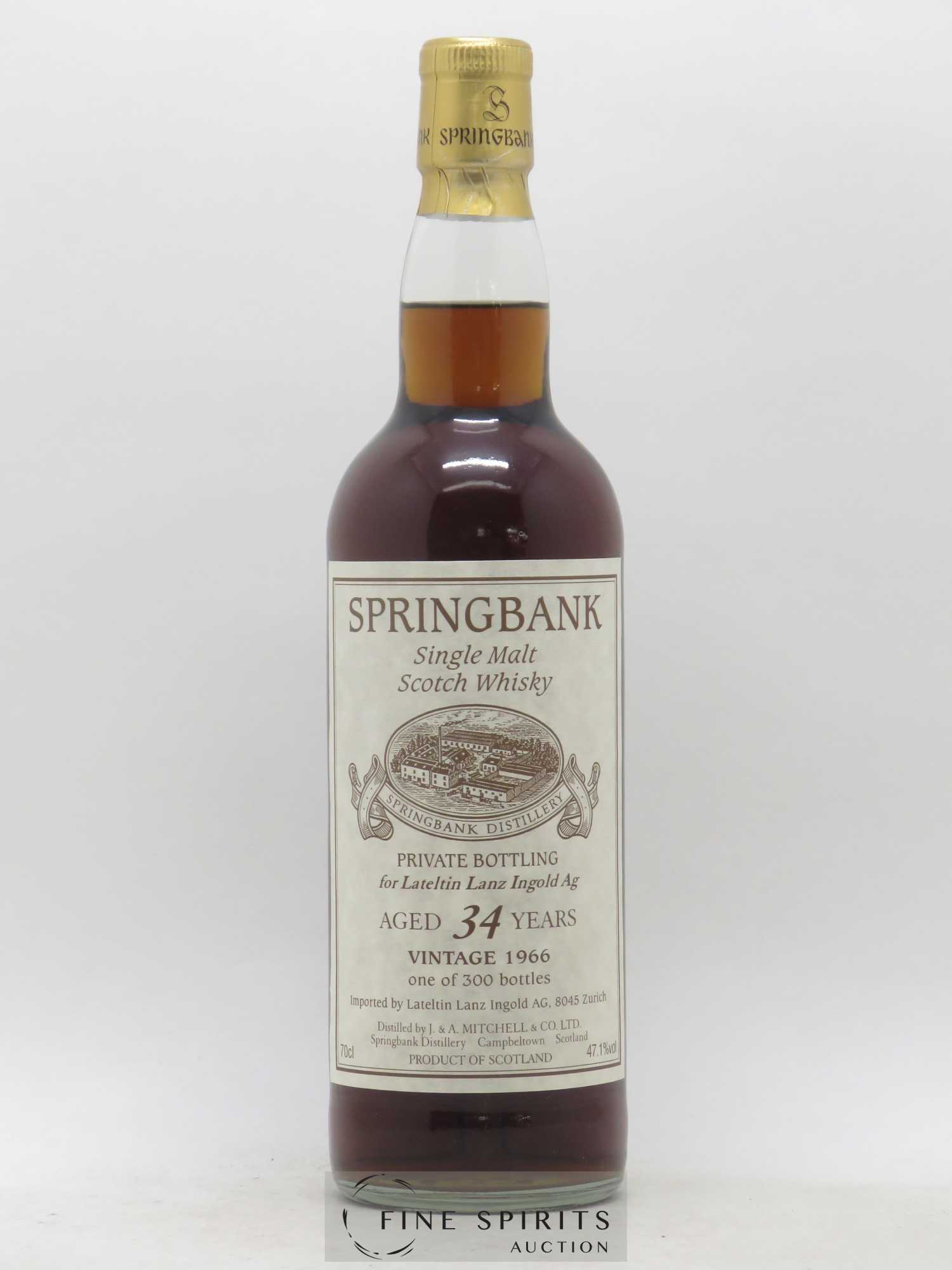 Springbank 34 years 1966 Of. One of 300 Lateltin Lanz Ingold Ag Private Bottling - Lot de 1 bouteille - 1