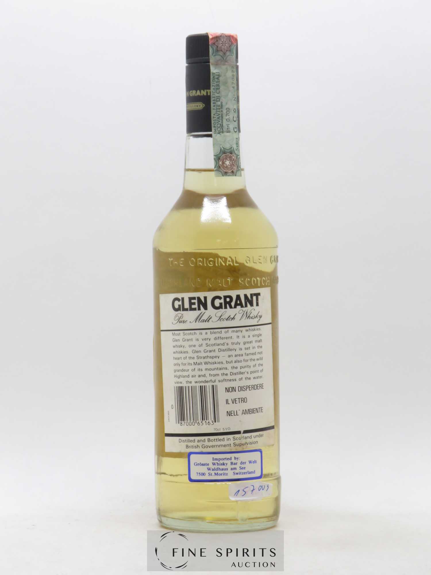 Glen Grant 5 years 1986 Of. Seagram Import  (sans prix de réserve) - Lot de 1 bouteille - 1