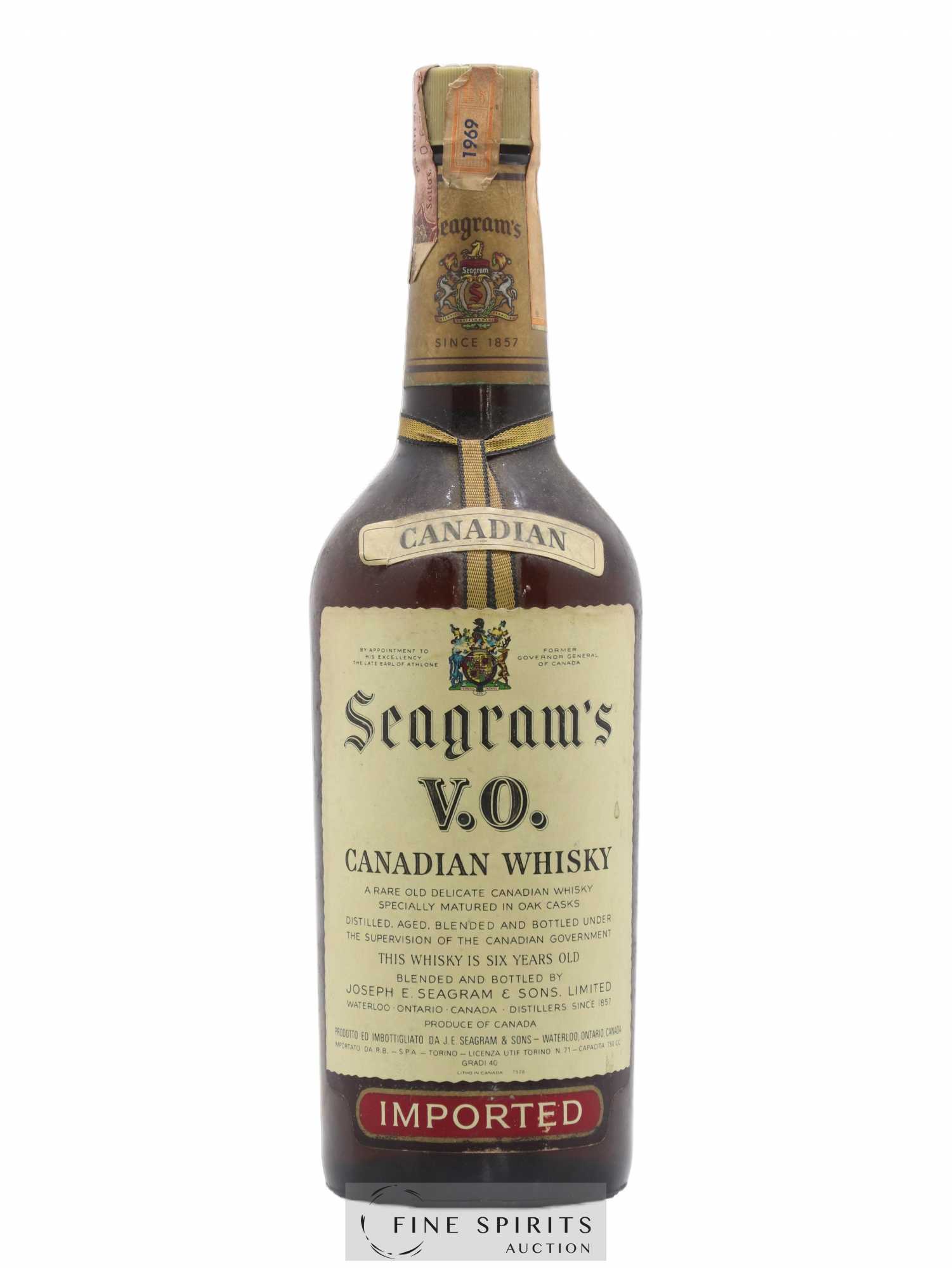 Seagram's 6 years Of. V.O. Canadian Oak Casks Imported (sans prix de réserve) - Lot de 1 bouteille - 0