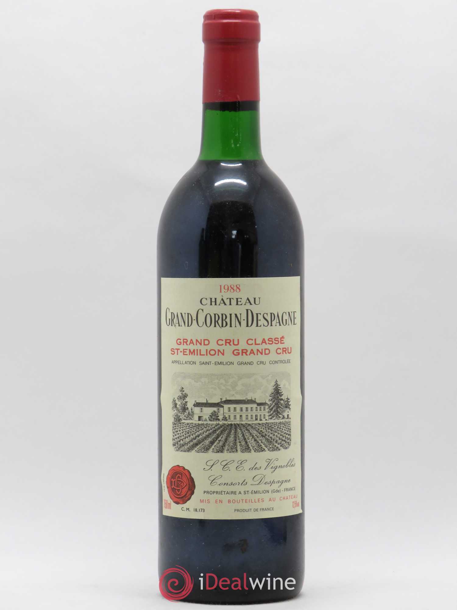 Château Grand Corbin Despagne Grand Cru Classé 1988 - Lot de 1 bouteille - 0