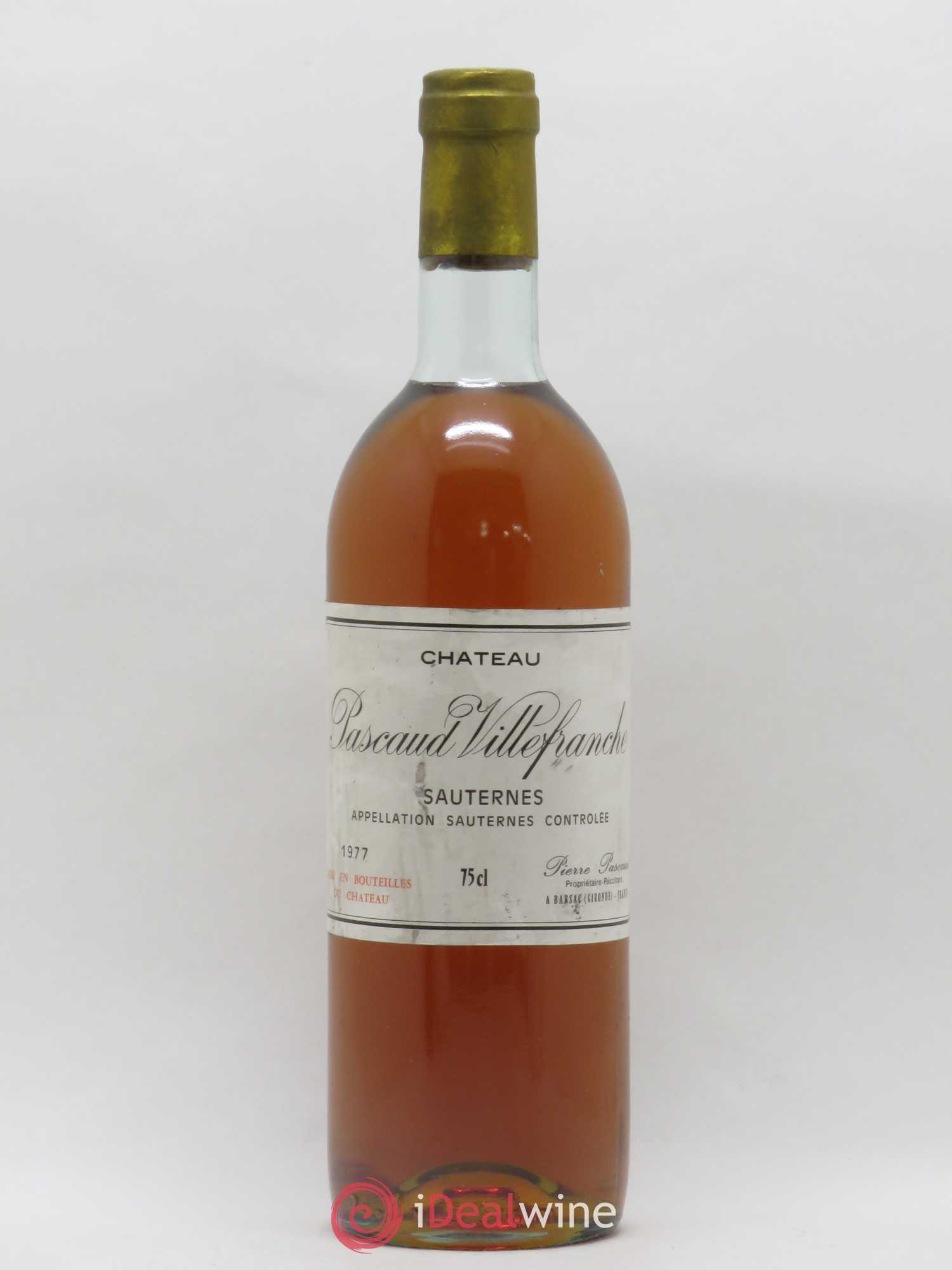 Sauternes Château Pascaud Villefranche 1977 - Posten von 1 Flasche - 0