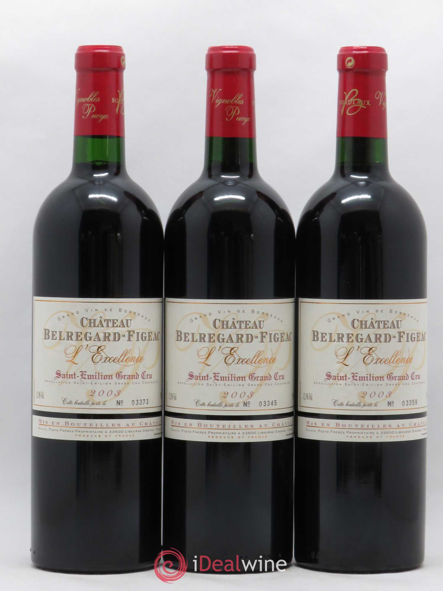 Saint-Émilion Grand Cru L'Excellence Château Belregard-Figeac 2003 - Lot de 6 bouteilles - 1