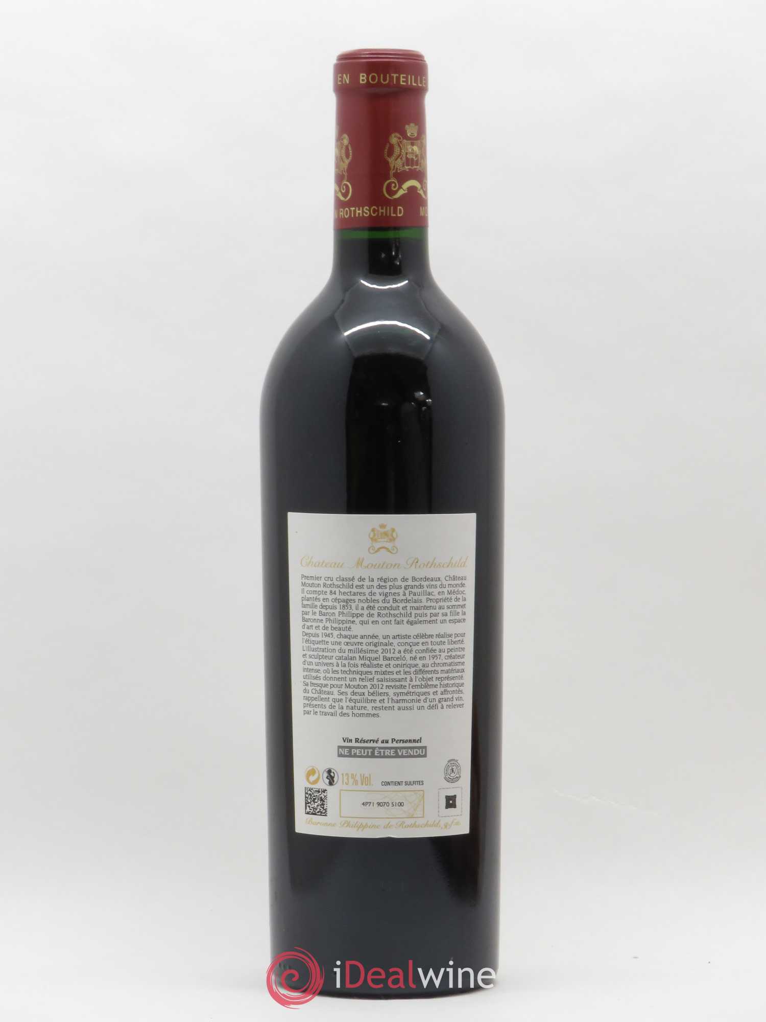 Château Mouton Rothschild 1er Grand Cru Classé 2012 - Lot de 1 bouteille - 1