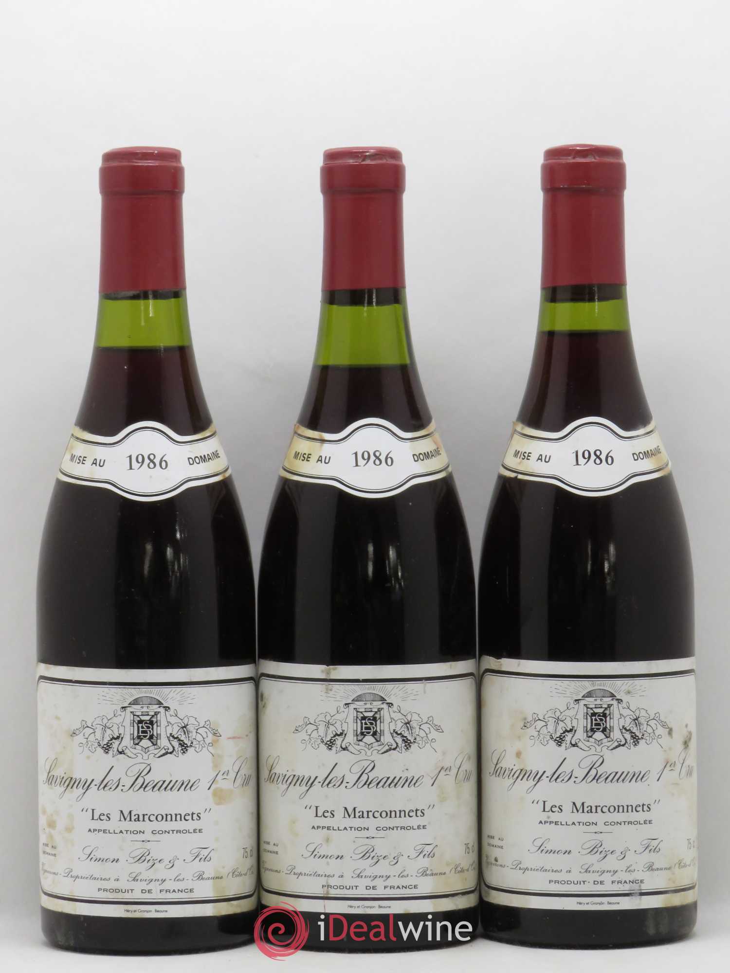 Savigny-lès-Beaune 1er Cru Les Marconnets Simon Bize & Fils 1986 - Lot de 3 bouteilles - 0