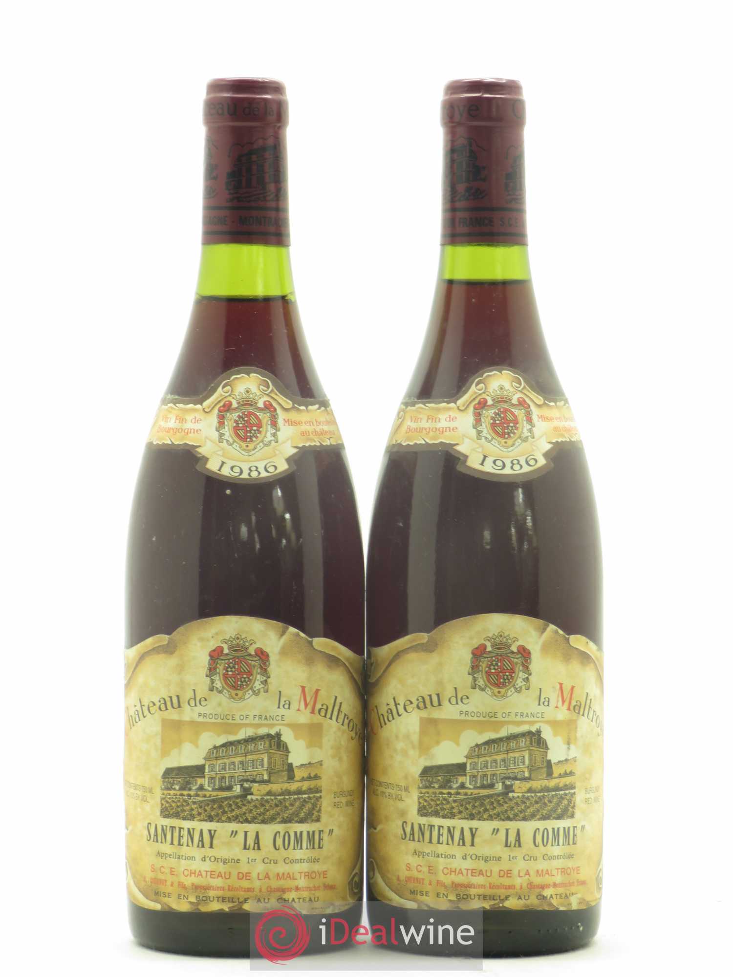 Santenay 1er Cru La Comme Château de La Maltroye 1986 - Posten von 2 Flaschen - 0