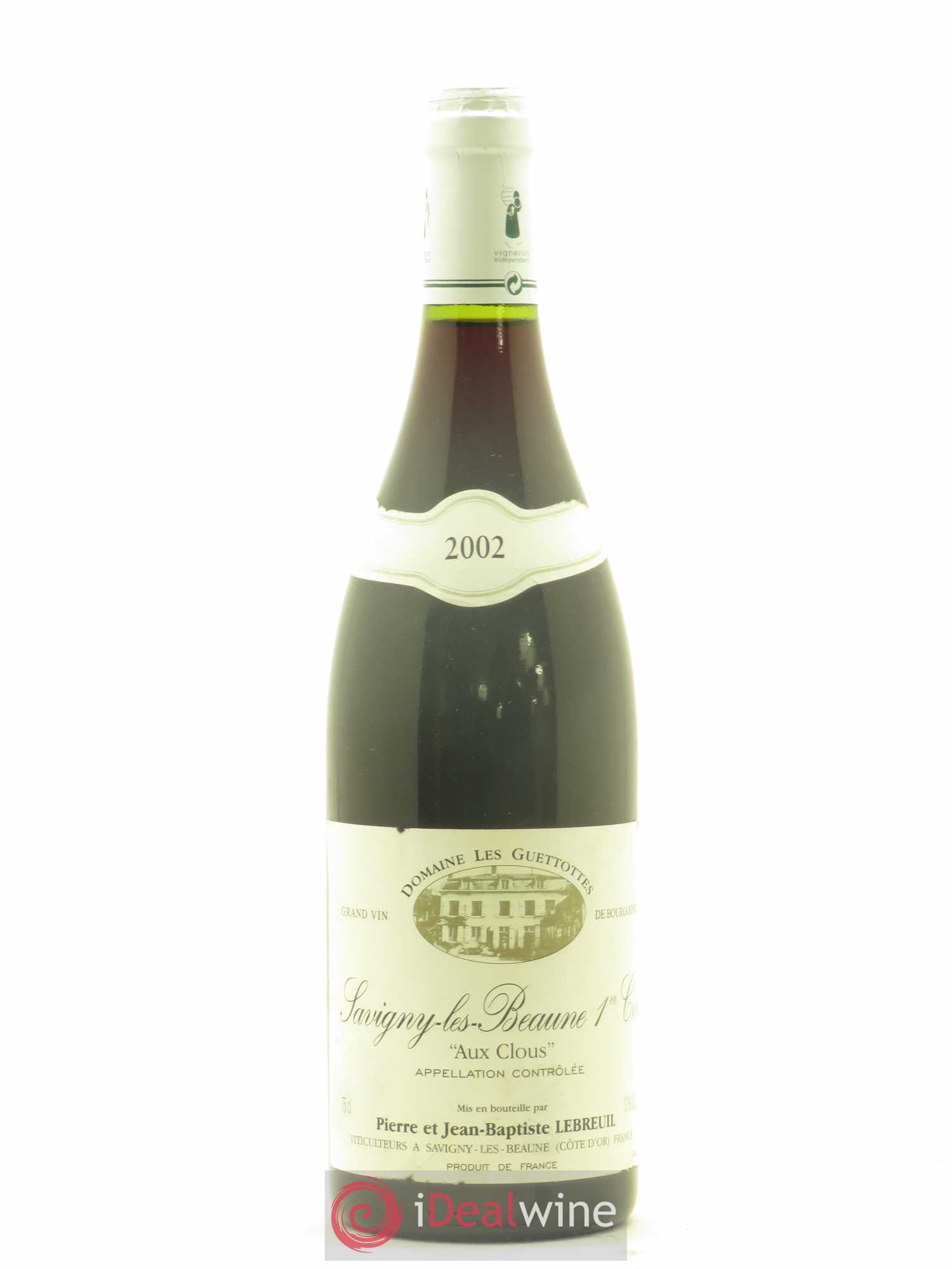 Savigny-lès-Beaune 1er Cru Aux Cloux Domaine Les Guelottes Pierre et Jean Baptiste Lebreuil 2002 - Posten von 1 Flasche - 0