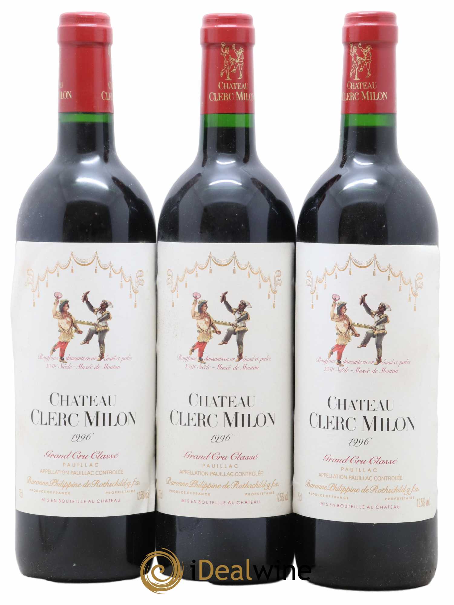 Château Clerc Milon 5ème Grand Cru Classé 1996 - Lot de 3 bouteilles - 0