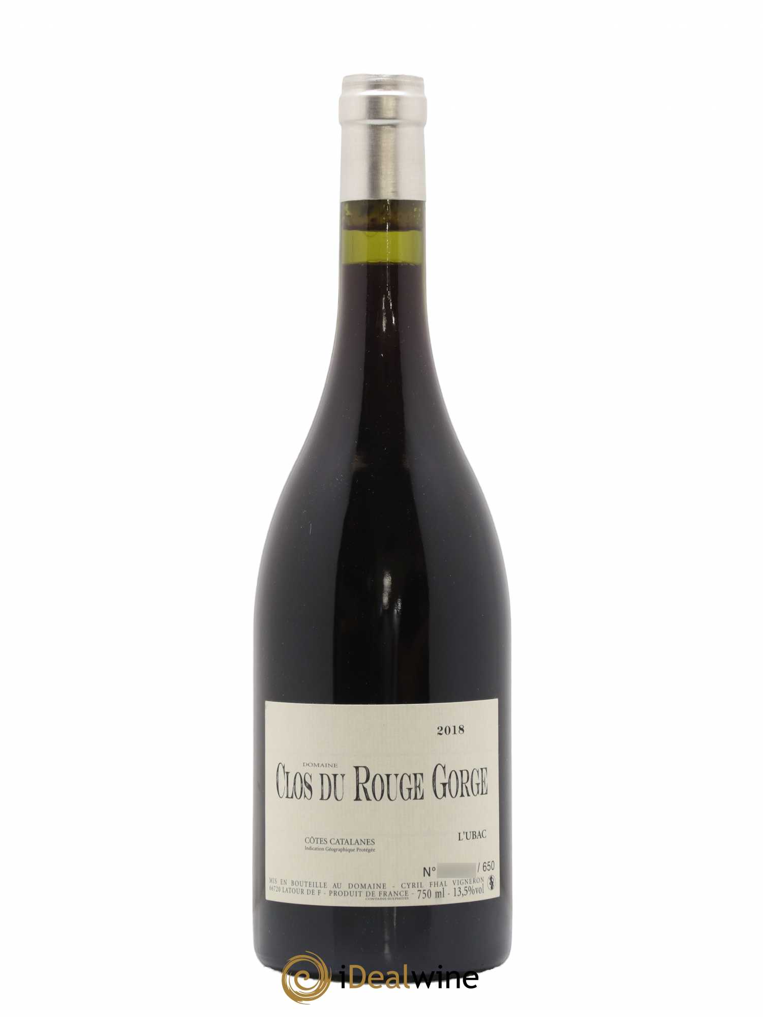 Côtes Catalanes Clos du Rouge Gorge L'Ubac Cyril Fhal 2018 - Lot de 1 bouteille - 0