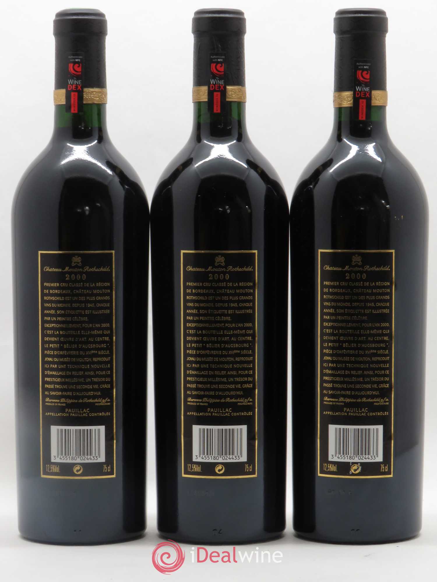 Château Mouton Rothschild 1er Grand Cru Classé 2000 - Lot de 3 bouteilles - 1