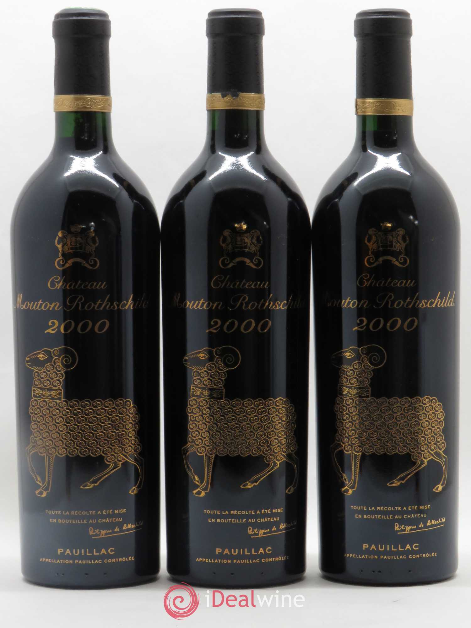 Château Mouton Rothschild 1er Grand Cru Classé 2000 - Lot de 3 bouteilles - 0