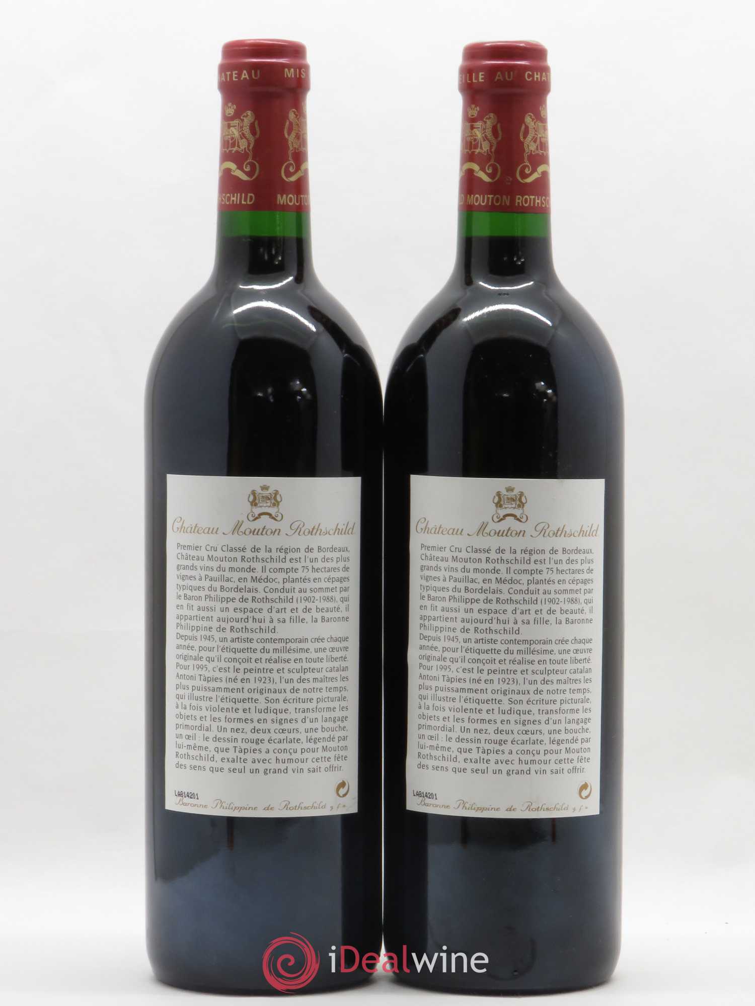 Château Mouton Rothschild 1er Grand Cru Classé 1995 - Lot de 2 bouteilles - 1