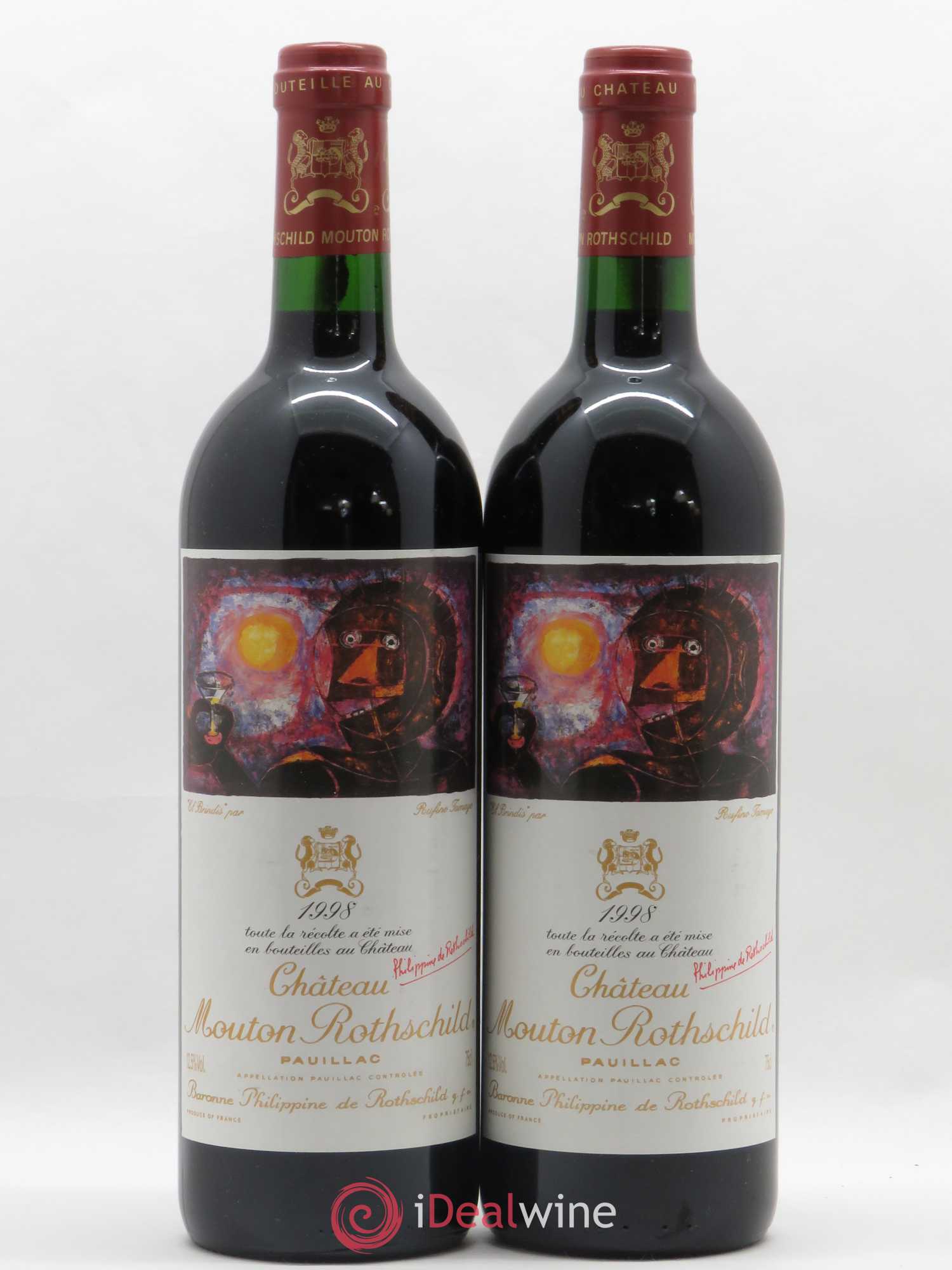 Château Mouton Rothschild 1er Grand Cru Classé 1998 - Lot de 2 bouteilles - 0