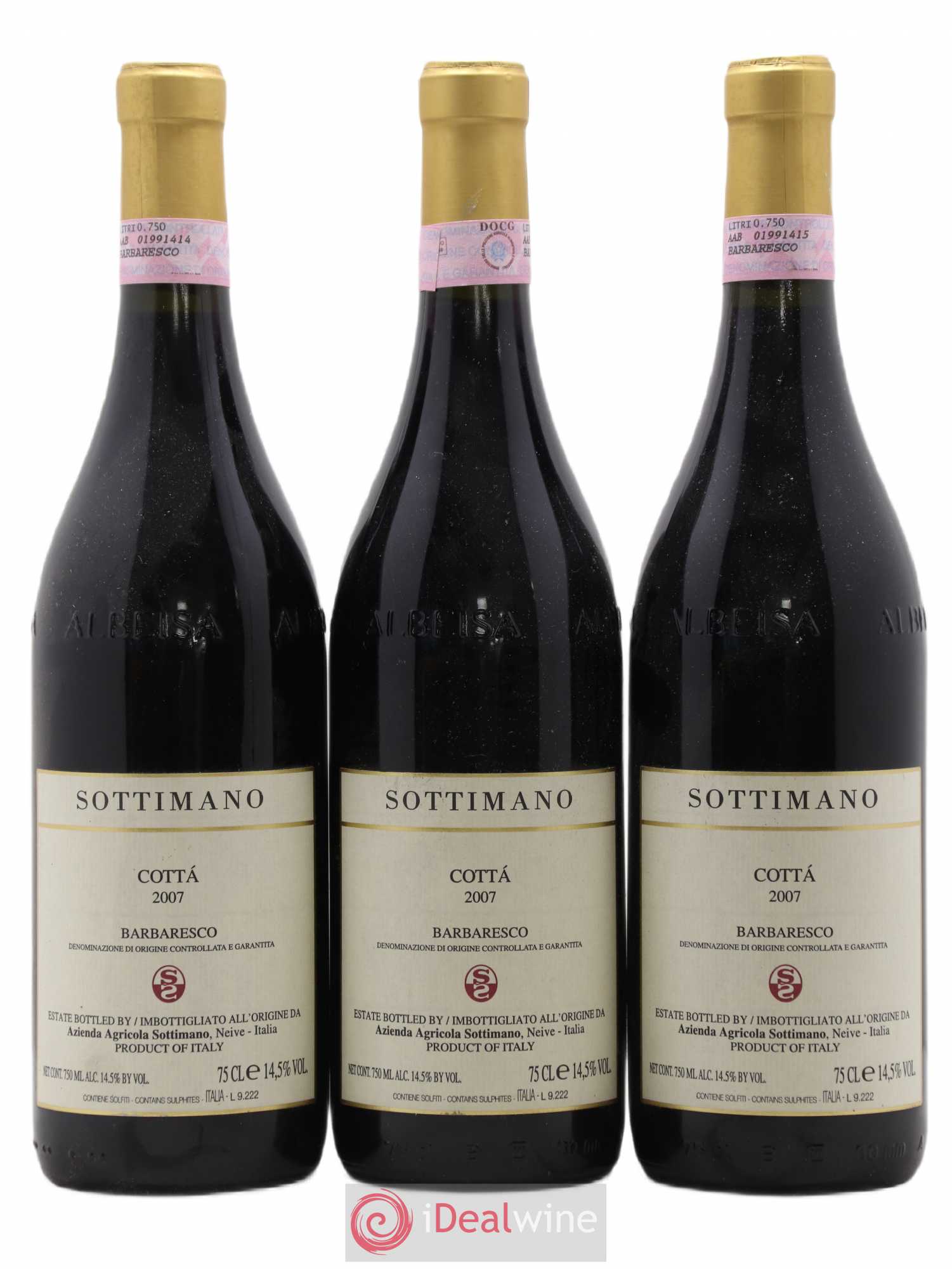 Barbaresco DOCG Cottà Sottimano 2007 - Lot de 3 bouteilles - 0