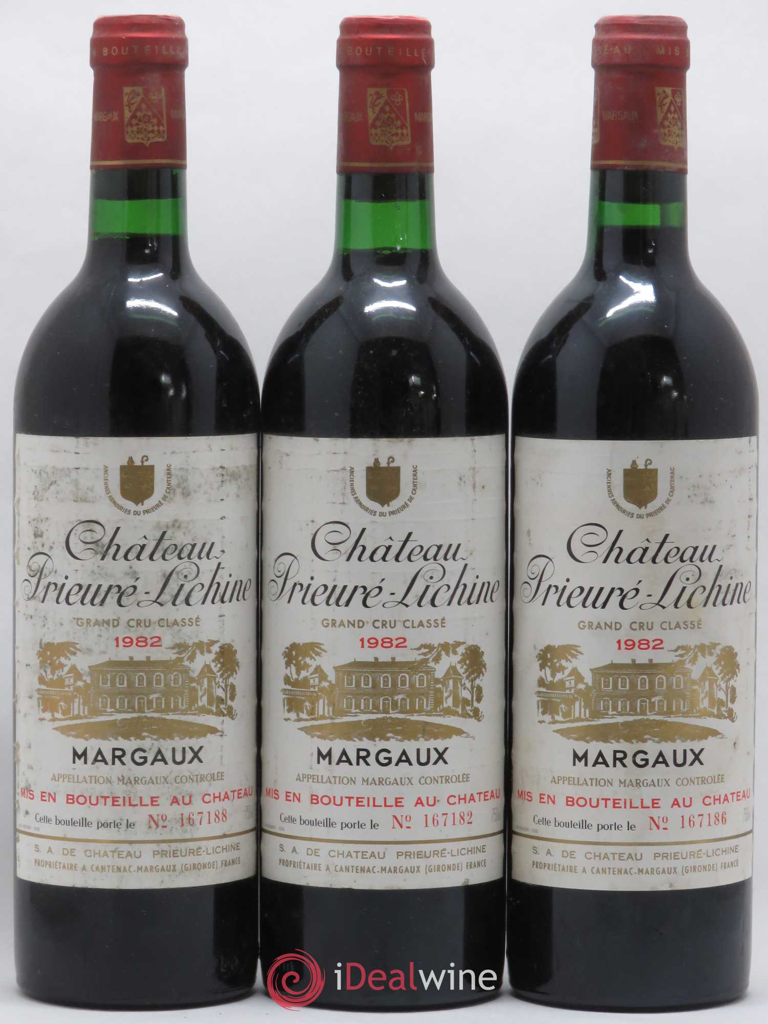 Château Prieuré Lichine 4ème Grand Cru Classé 1982 - Lot de 3 bouteilles - 0
