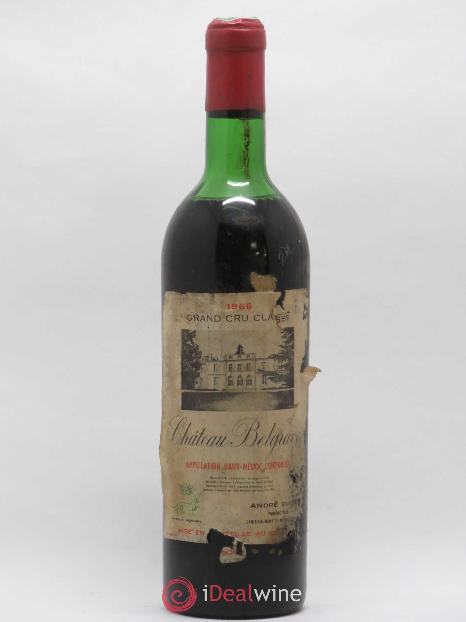 Château Belgrave 5ème Grand Cru Classé 1966 - Lot de 1 bouteille - 0