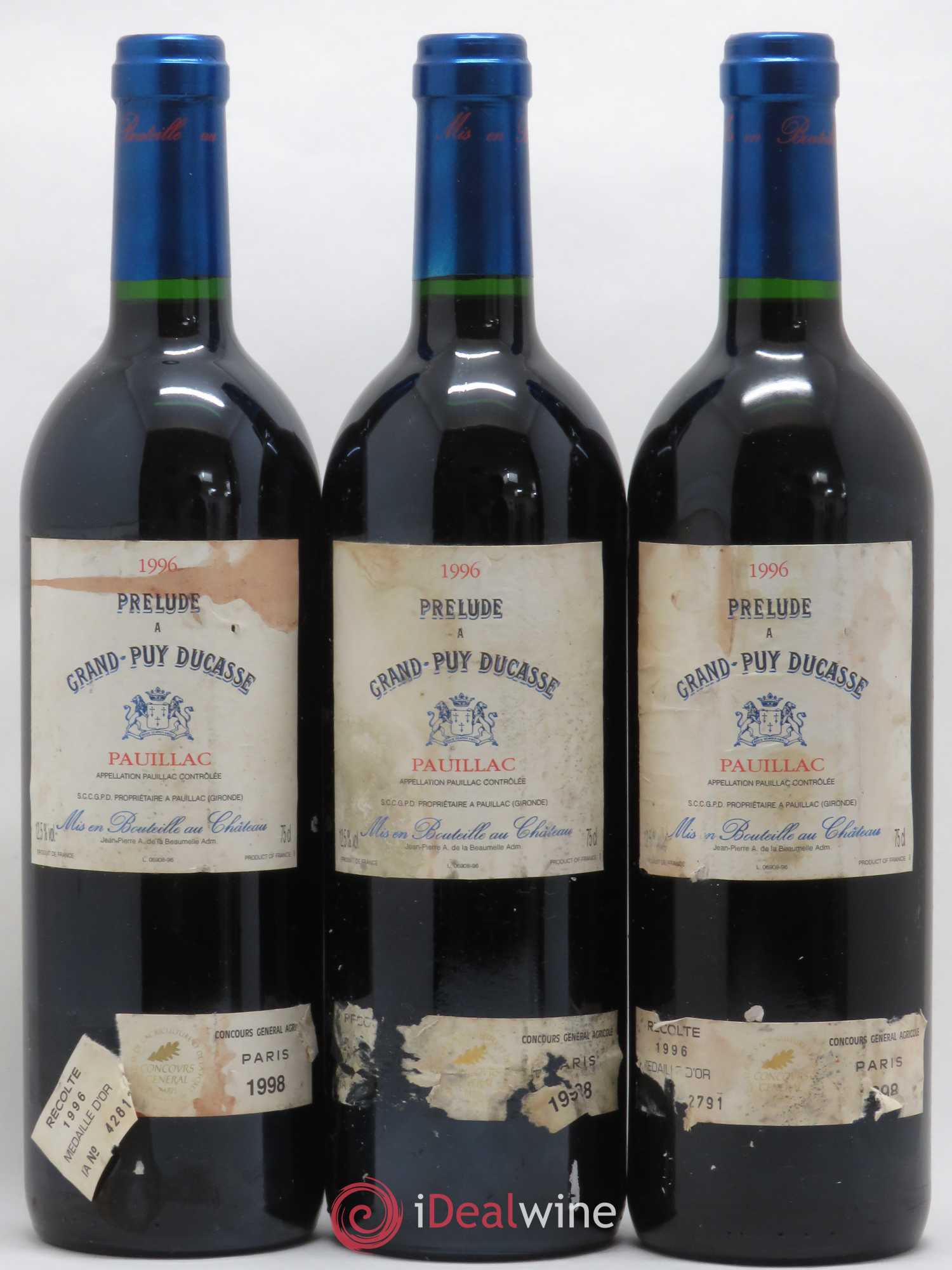 Prélude à Grand Puy Ducasse Second Vin 1996 - Lot de 3 bouteilles - 0
