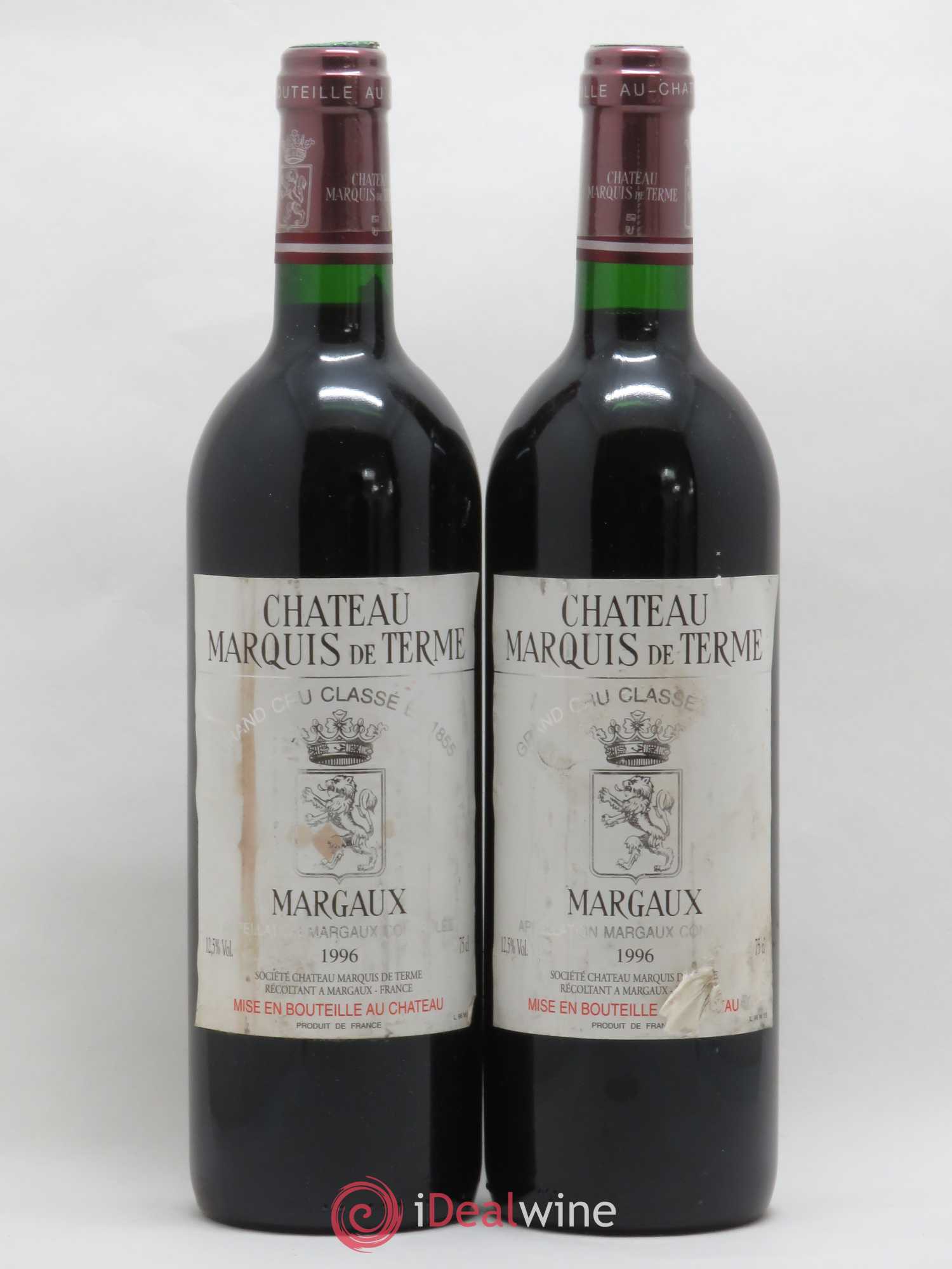 Château Marquis de Terme 4ème Grand Cru Classé 1996 - Lot de 2 bouteilles - 0