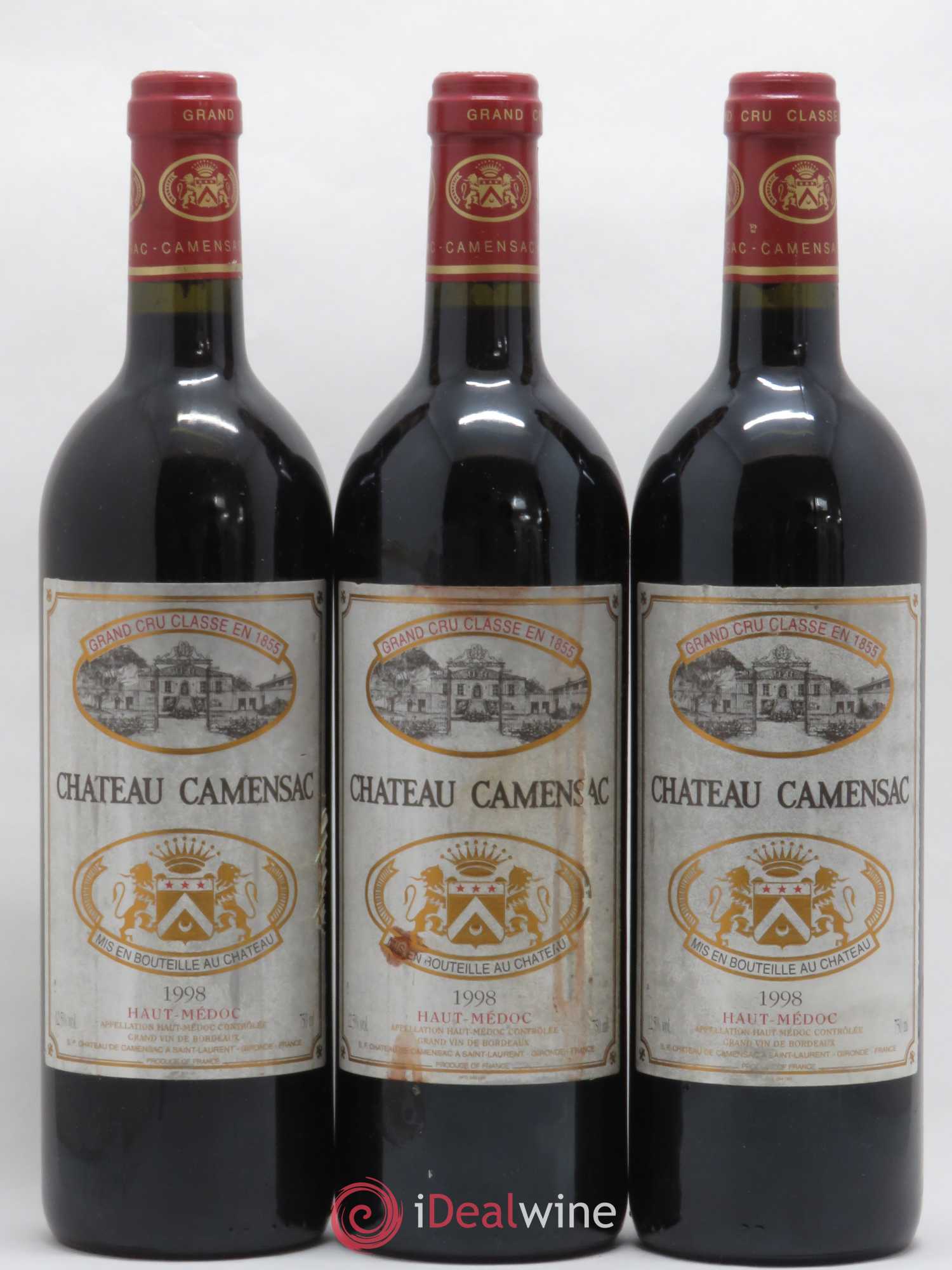 Château Camensac 5ème Grand Cru Classé 1998 - Lot de 3 bouteilles - 0