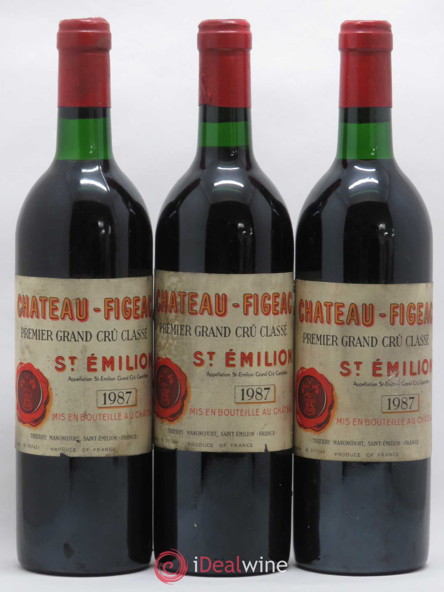 Château Figeac 1er Grand Cru Classé A 1987 - Lot de 3 bouteilles - 0