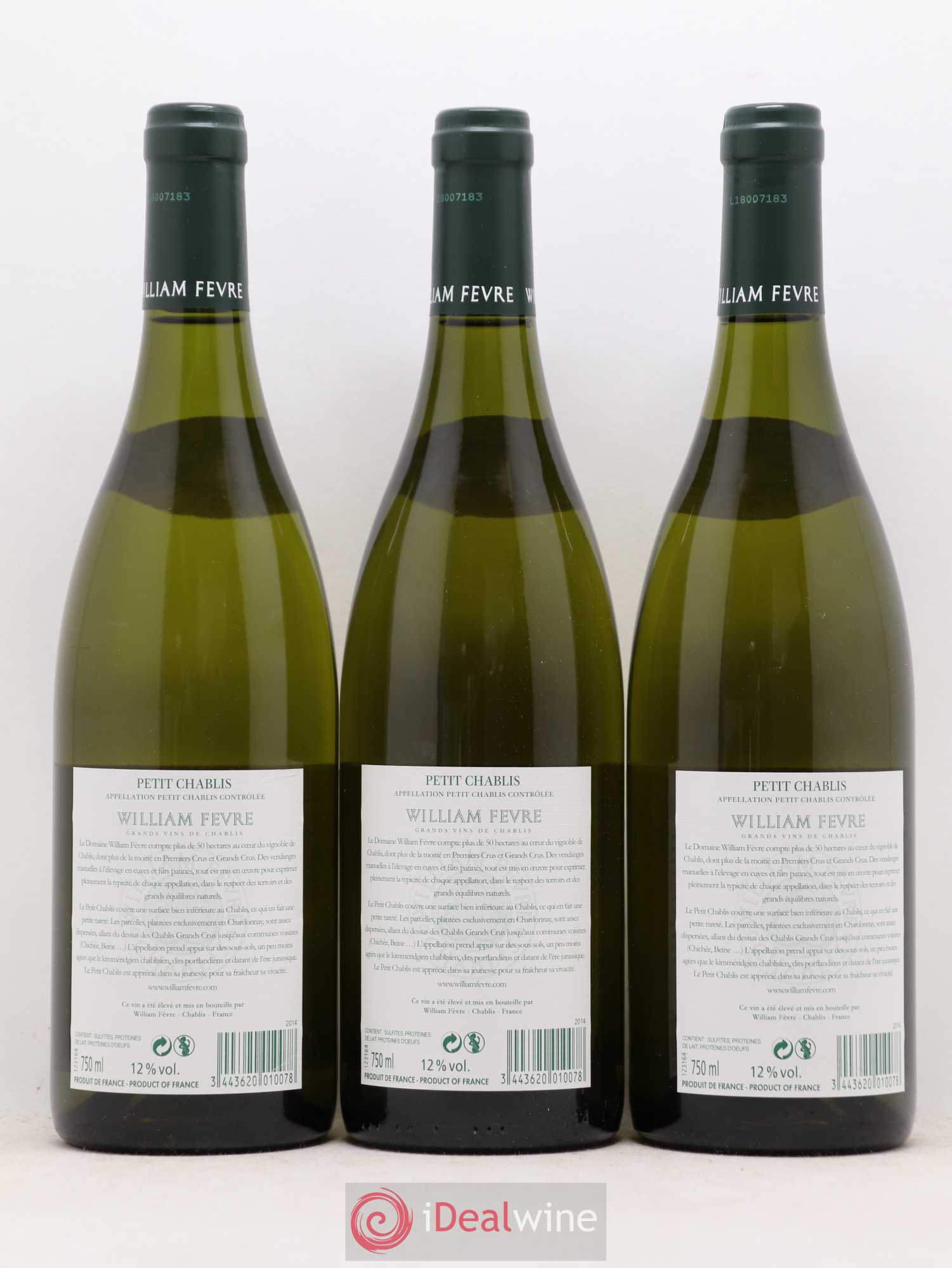 Petit Chablis Le Crioux Domaine William Fèvre (no reserve) 2014 - Lot of 3 bottles - 1