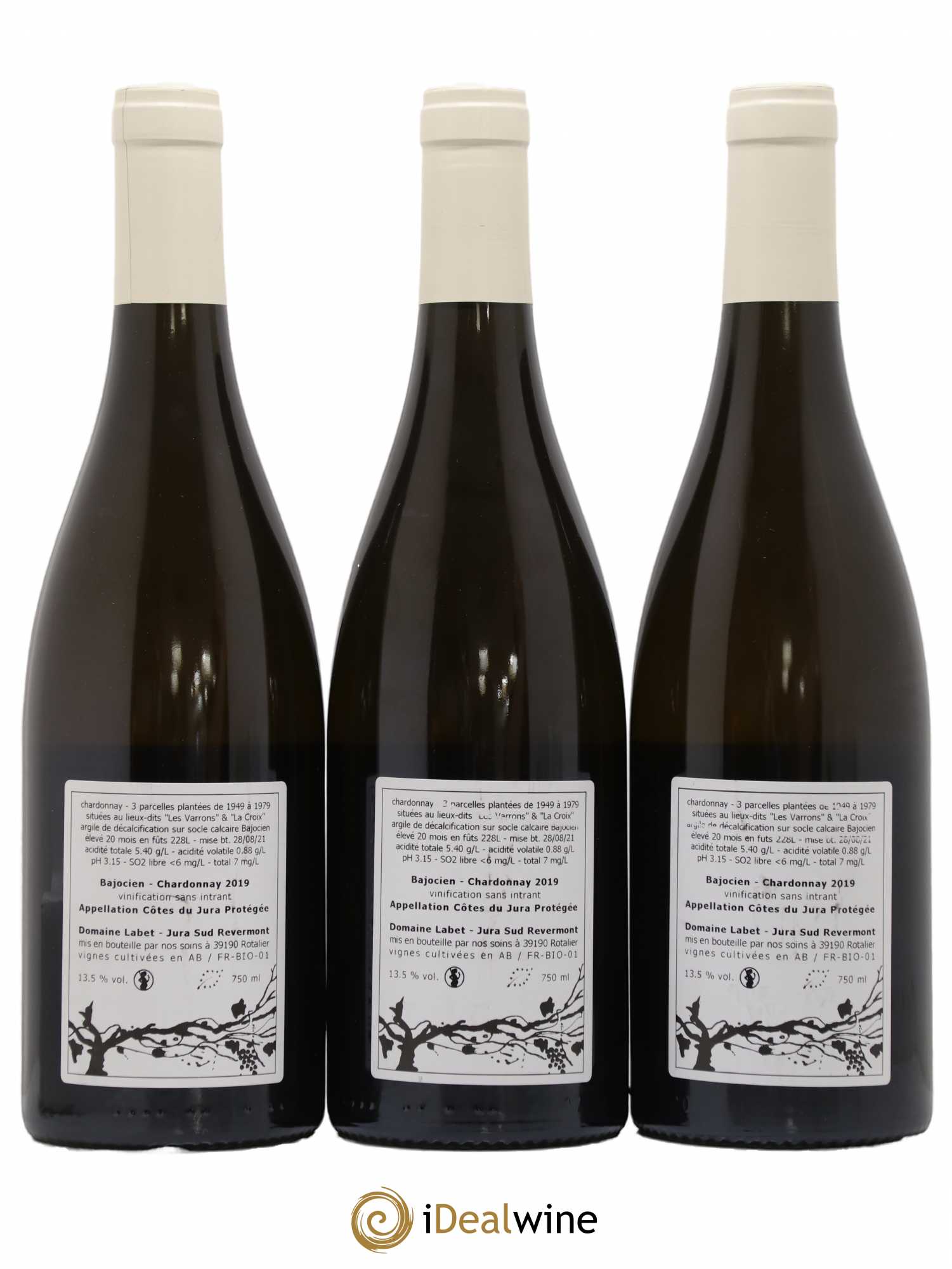 Côtes du Jura Chardonnay Bajocien Romain - Julien - Charline Labet 2019 - Lot de 3 bouteilles - 1