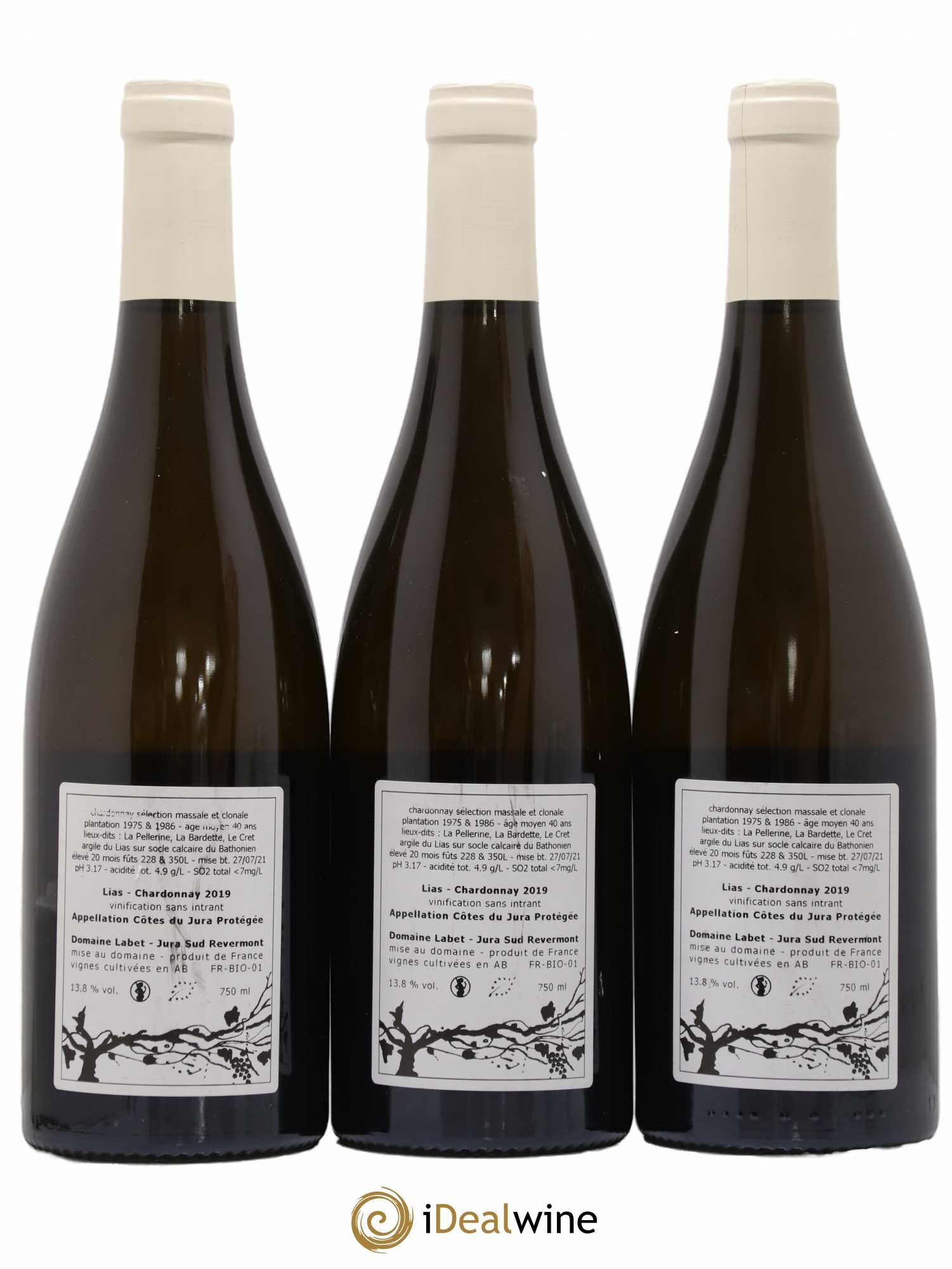 Côtes du Jura Chardonnay Lias Romain - Julien - Charline Labet 2019 - Lot de 3 bouteilles - 1