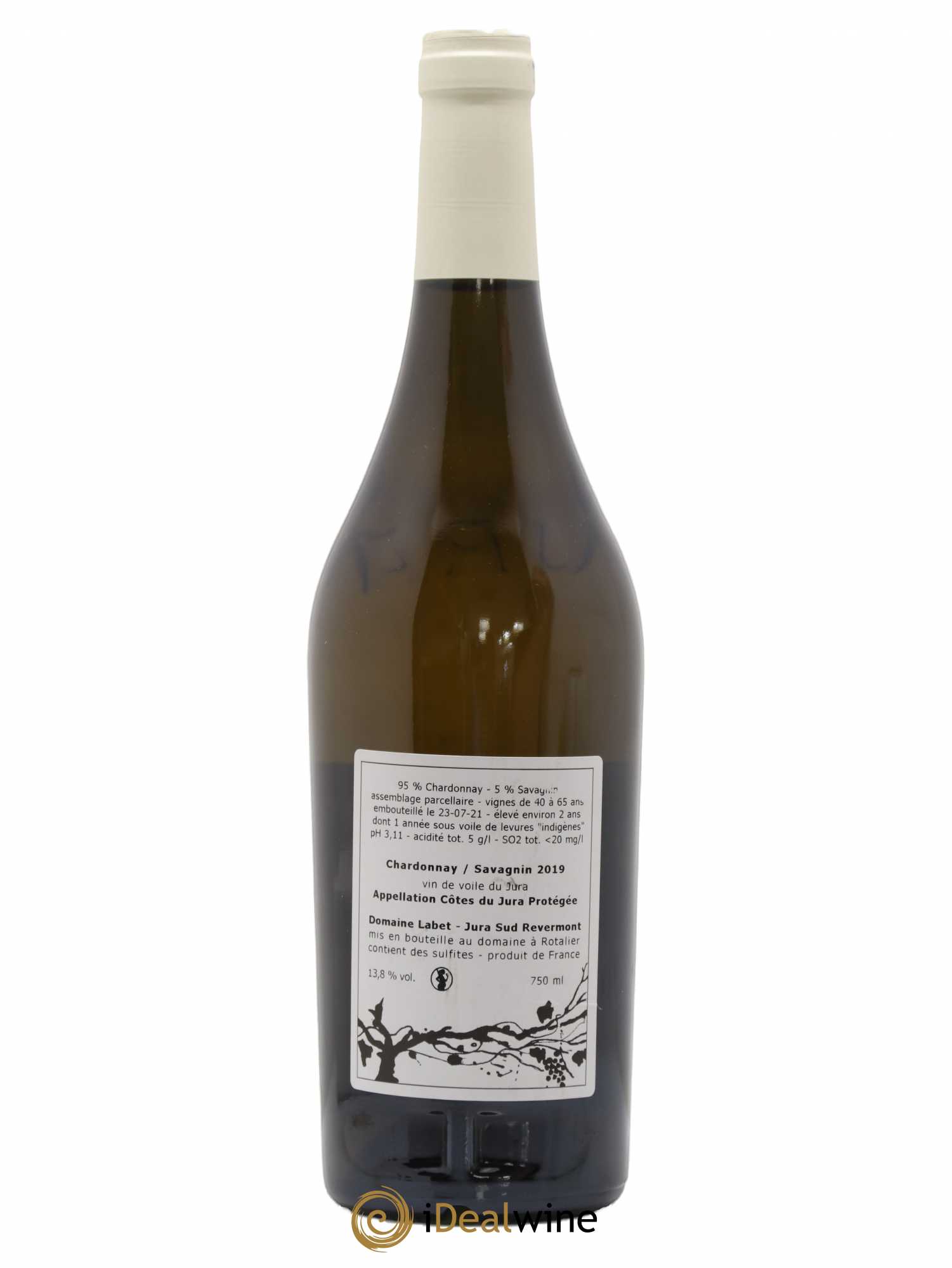 Côtes du Jura Vin de Voile Chardonnay-Savagnin cuvée de garde Romain - Julien - Charline Labet 2019 - Lot de 1 bouteille - 1