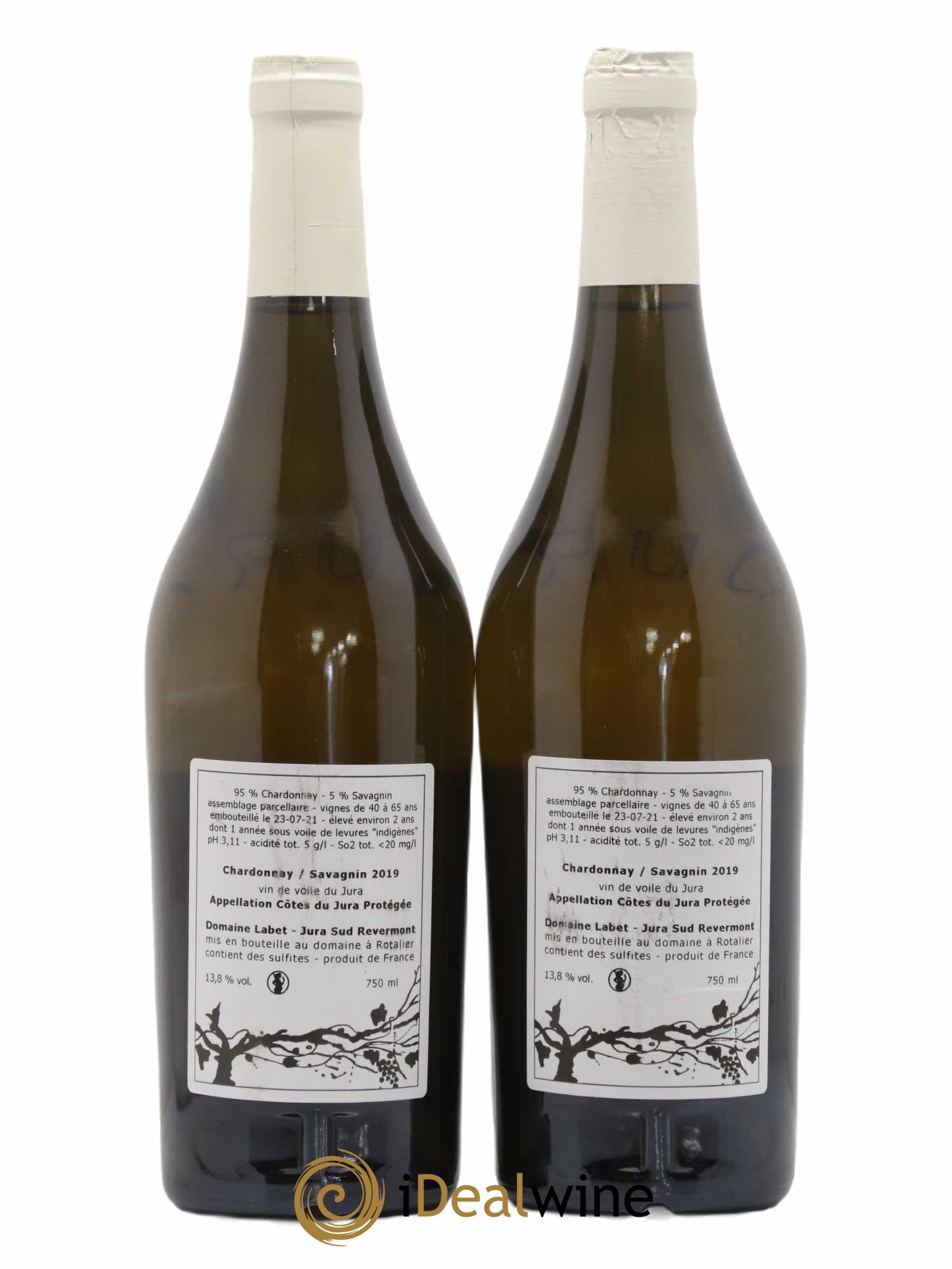 Côtes du Jura Vin de Voile Chardonnay-Savagnin cuvée de garde Romain - Julien  - Charline Labet 2019 - Lot de 2 bouteilles - 1
