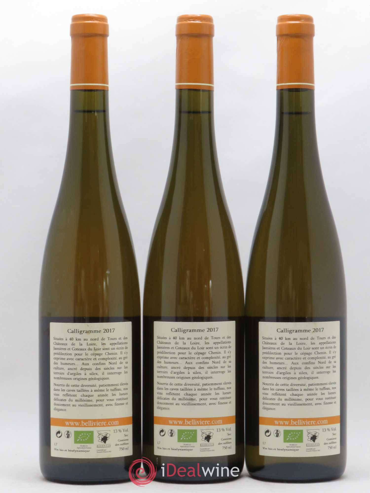 Jasnières Calligramme Domaine de Bellivière 2017 - Lot de 3 bouteilles - 1