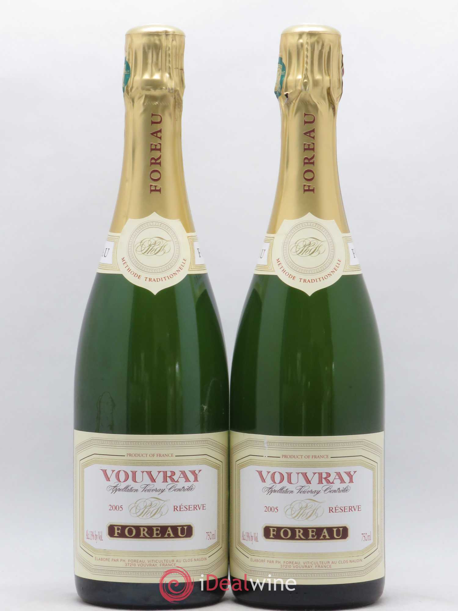 Vouvray Brut Méthode Traditionnelle Clos Naudin - Philippe Foreau réserve 2005 - Lot de 2 bouteilles - 0