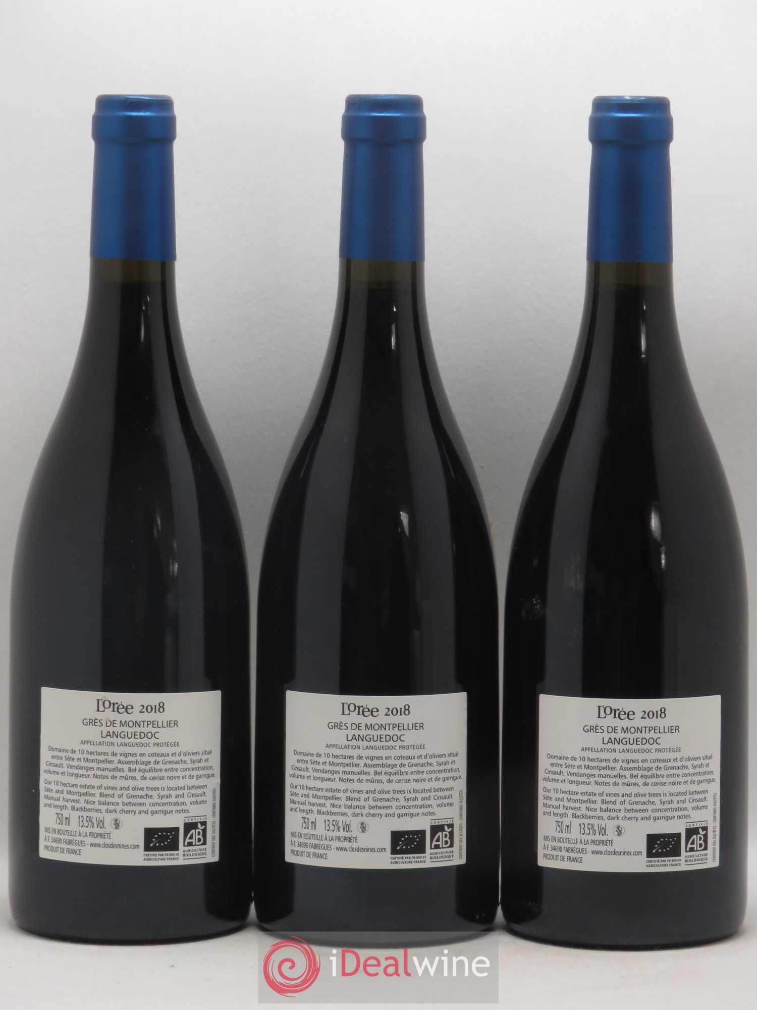 Languedoc Grés de Montpellier L'Orée Clos des Nines 2018 - Lot de 3 bouteilles - 1