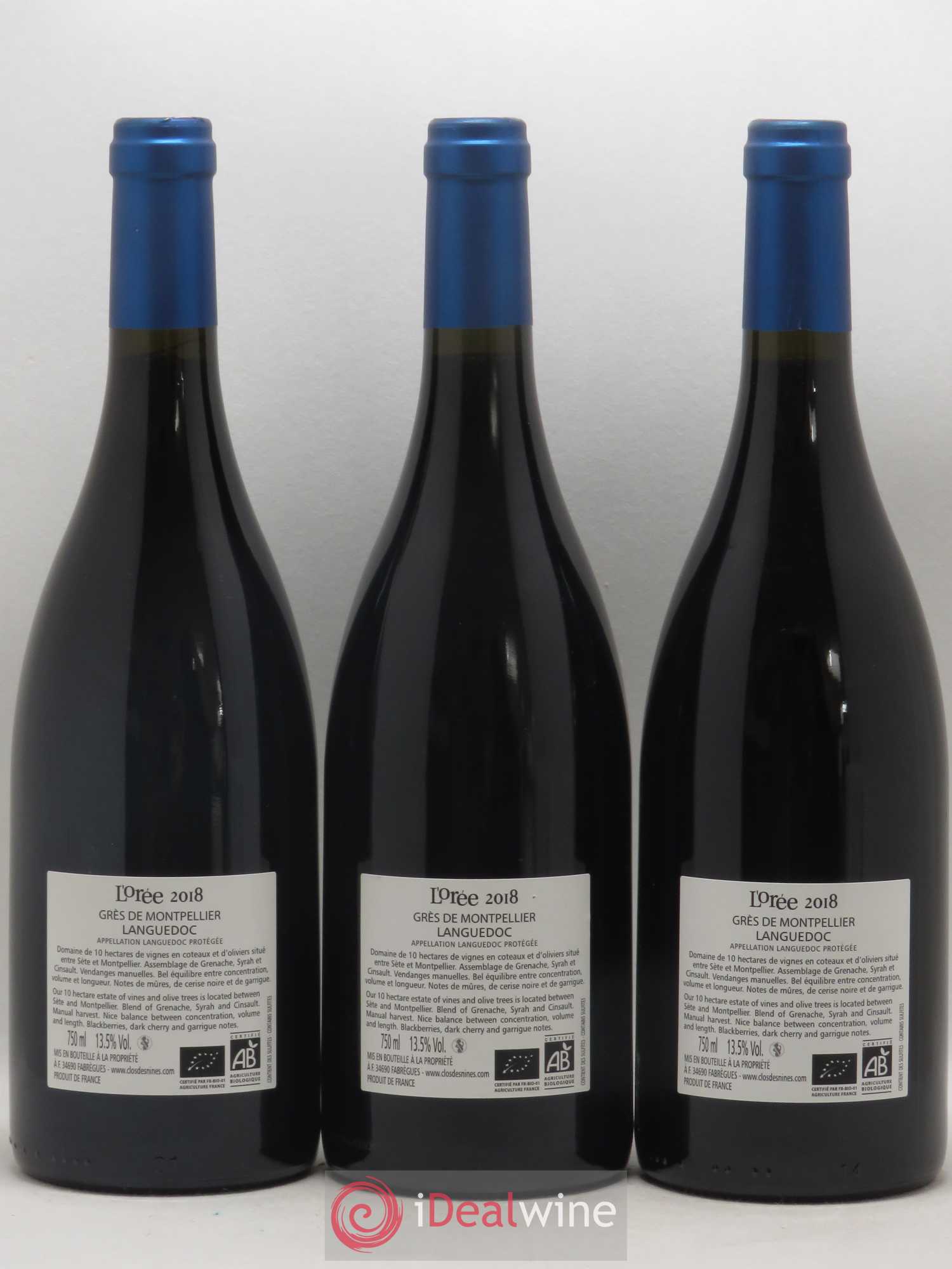 Languedoc Grés de Montpellier L'Orée Clos des Nines 2018 - Lot de 3 bouteilles - 1