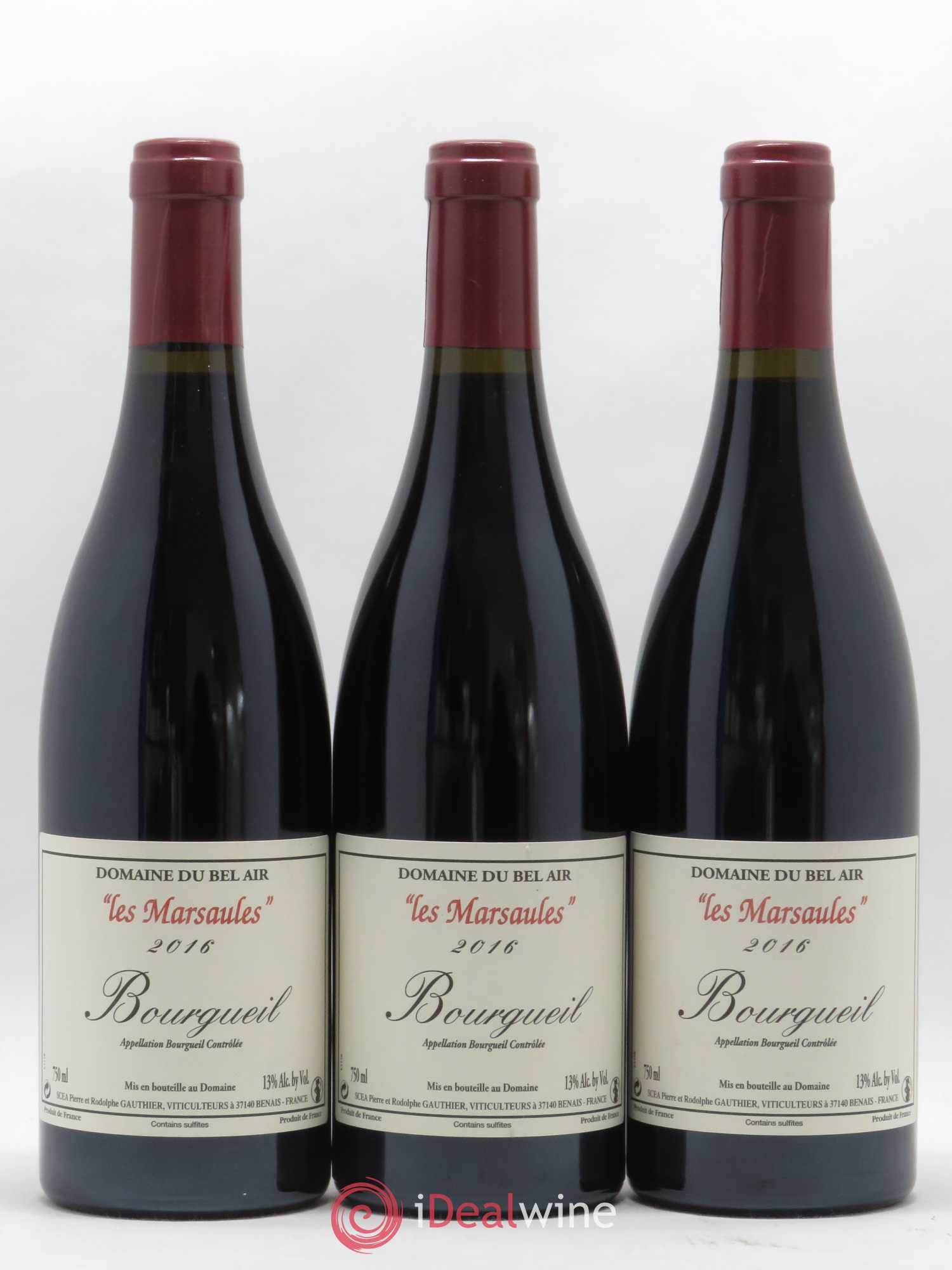 Bourgueil Marsaules Domaine du Bel Air 2016 - Lot de 3 bouteilles - 0