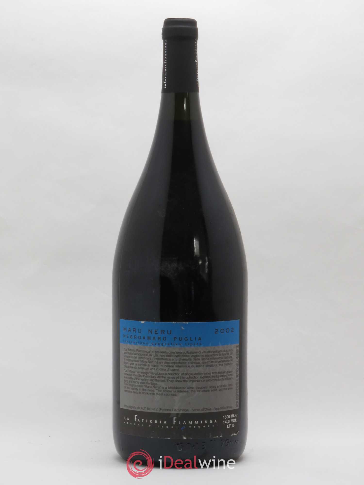 IGT Sicile Negroamaro Puglia Maru Neru Fattoria Fiamminga 2002 - Posten von 1 Magnum - 1