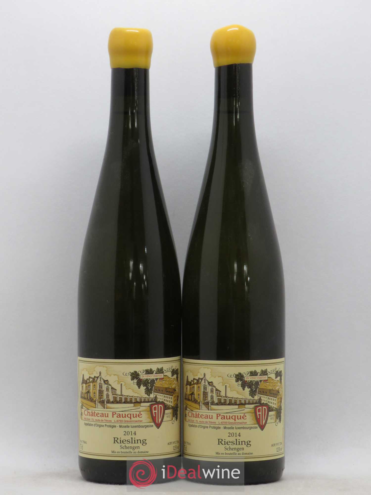 Vins Etrangers Moselle Luxembourgeoise AOP Riesling Schengen Château Pauqué 2014 - Posten von 2 Flaschen - 0
